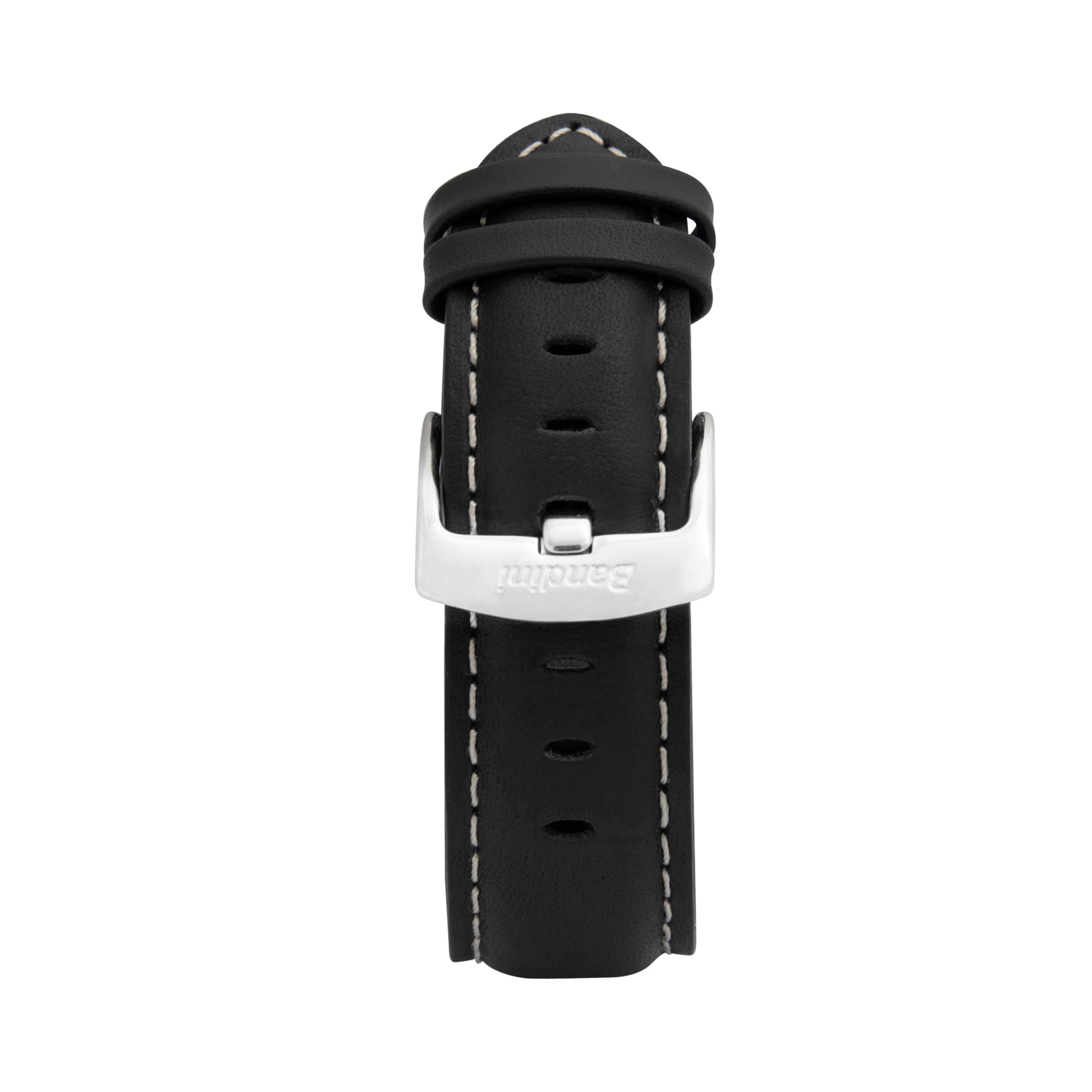 Classic Leather Band with Stitch for Apple Watch Series 8/7/6/5/4/3/2/1/SE Black (38mm | 40mm | 41mm) |  Dial - Image 3