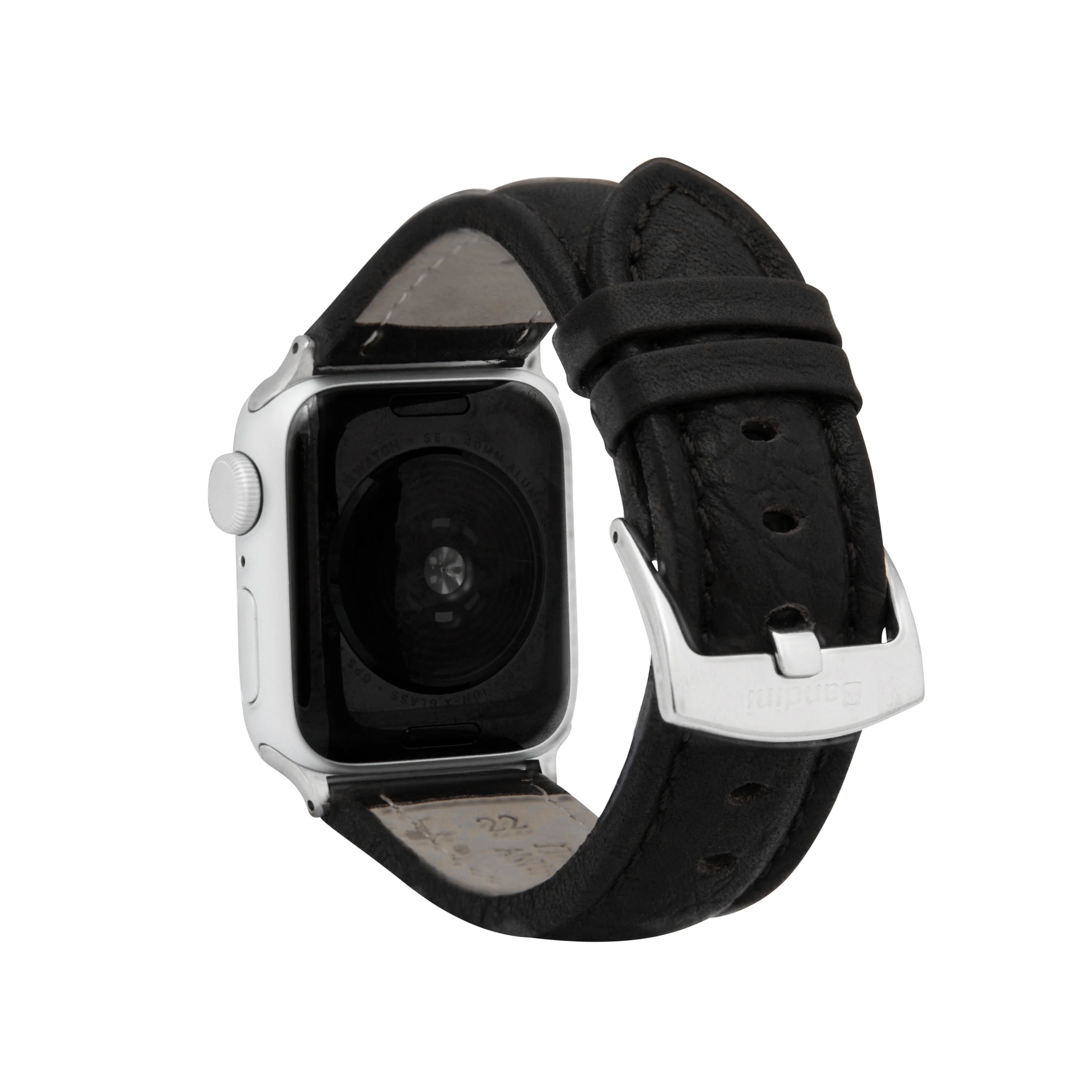 Classic Leather Buffalo Pattern Band for Apple Watch Series 8/7/6/5/4/3/2/1/SE Black (38mm | 40mm | 41mm) | Dial
