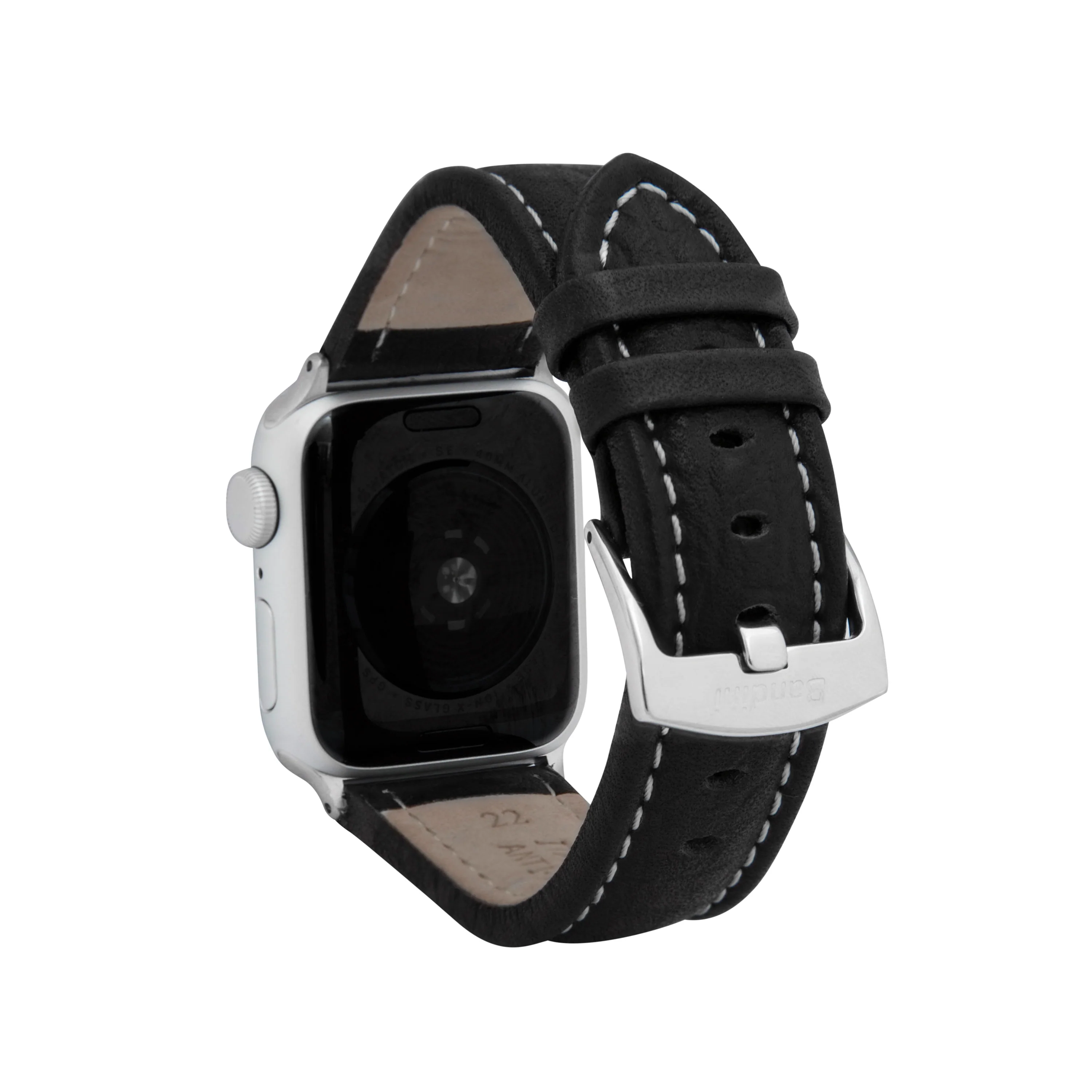 Classic Leather Buffalo Pattern Band with Stitch for Apple Watch Ultra & Series 8/7/6/5/4/3/2/1/SE Black (42mm | 44mm | 45mm | 49mm) | Dial
