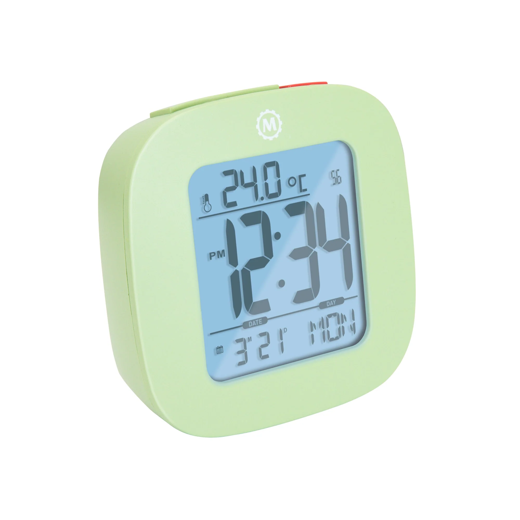 Compact Alarm Clock with Temperature and Date Clock, LCD, Alarm, Mini, Green (25/50) - Image 2