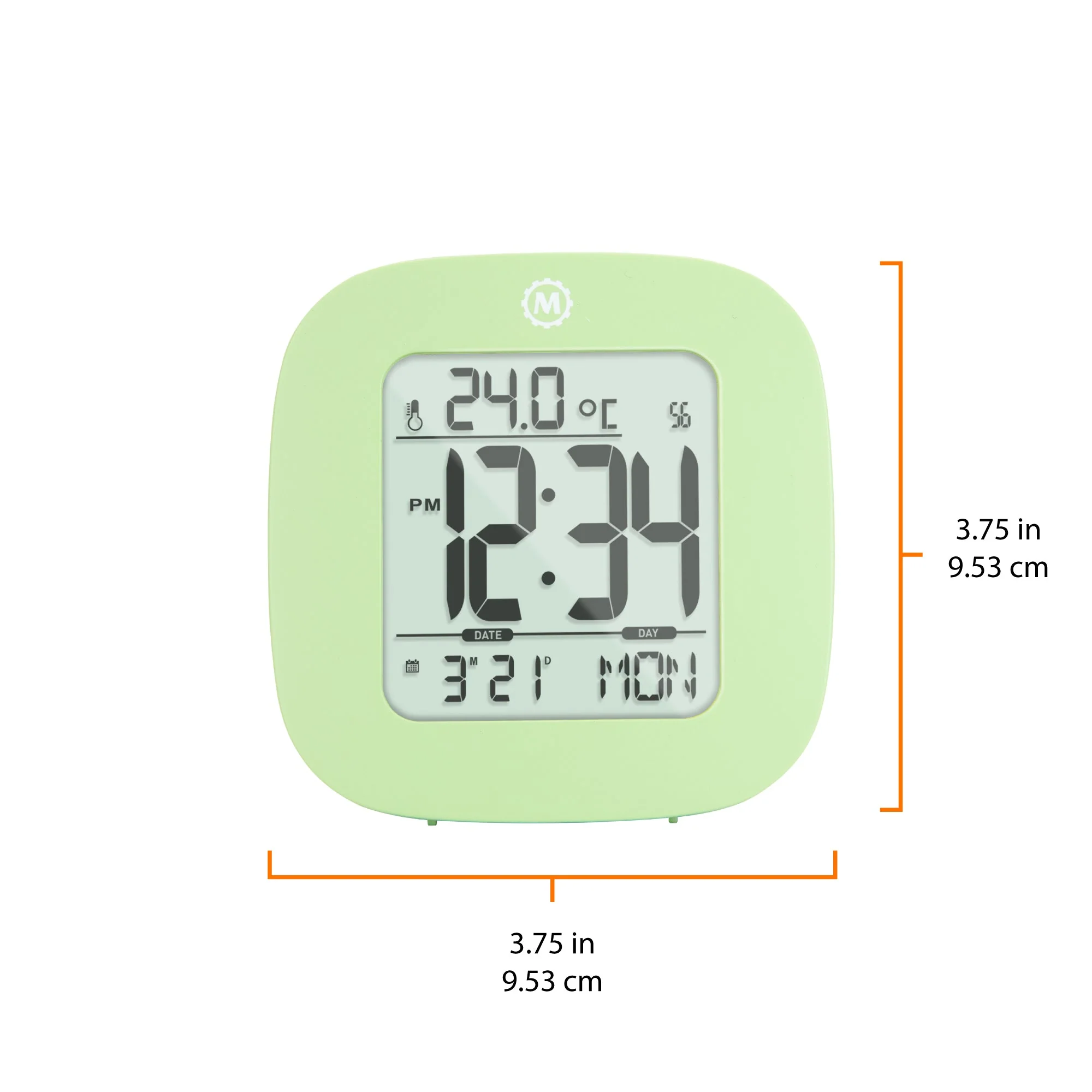 Compact Alarm Clock with Temperature and Date Clock, LCD, Alarm, Mini, Green (25/50) - Image 3