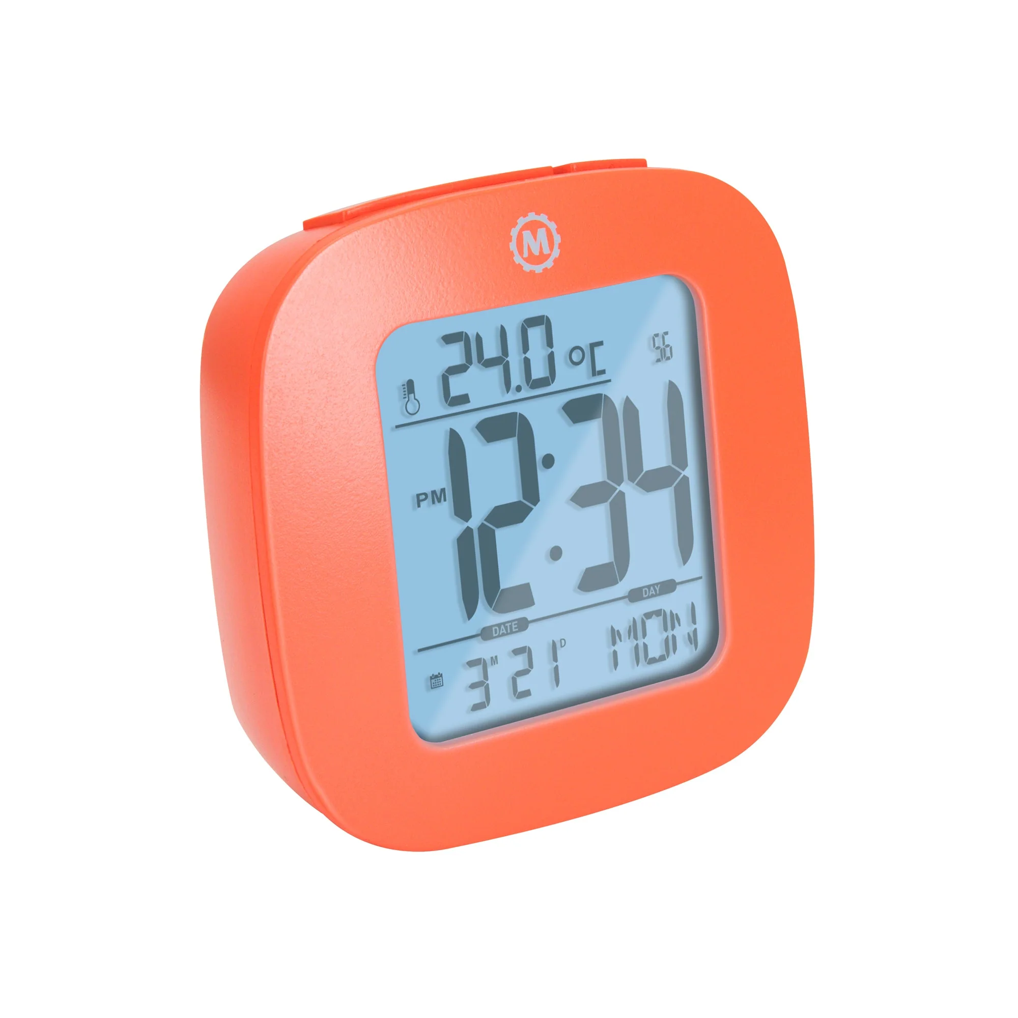 Compact Alarm Clock with Temperature and Date Clock, LCD, Alarm, Mini, Orange (25/50) - Image 2