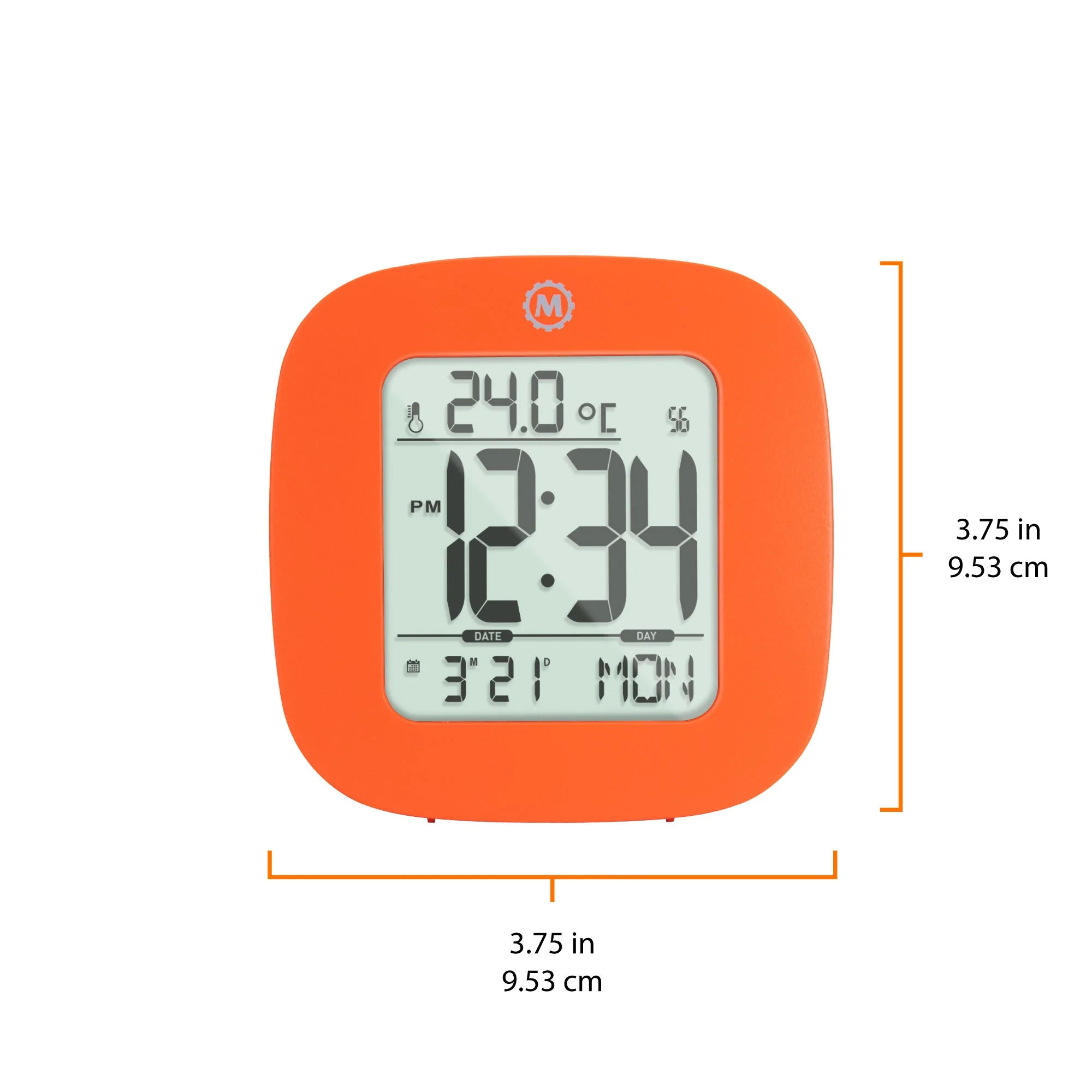 Compact Alarm Clock with Temperature and Date Clock, LCD, Alarm, Mini, Orange (25/50) - Image 3