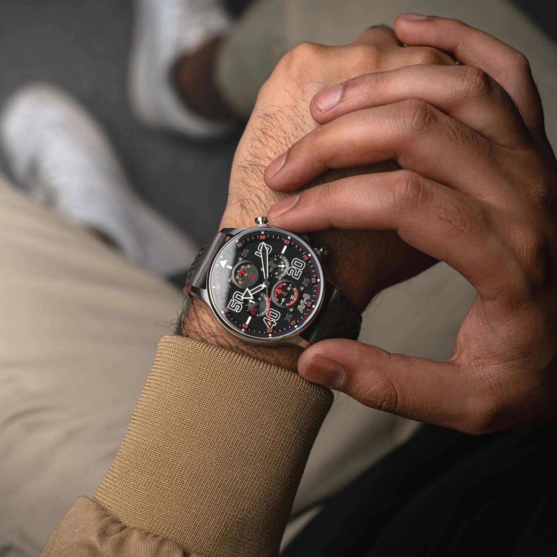 Coningham Chronograph Black / Leather Black Dial - Image 3