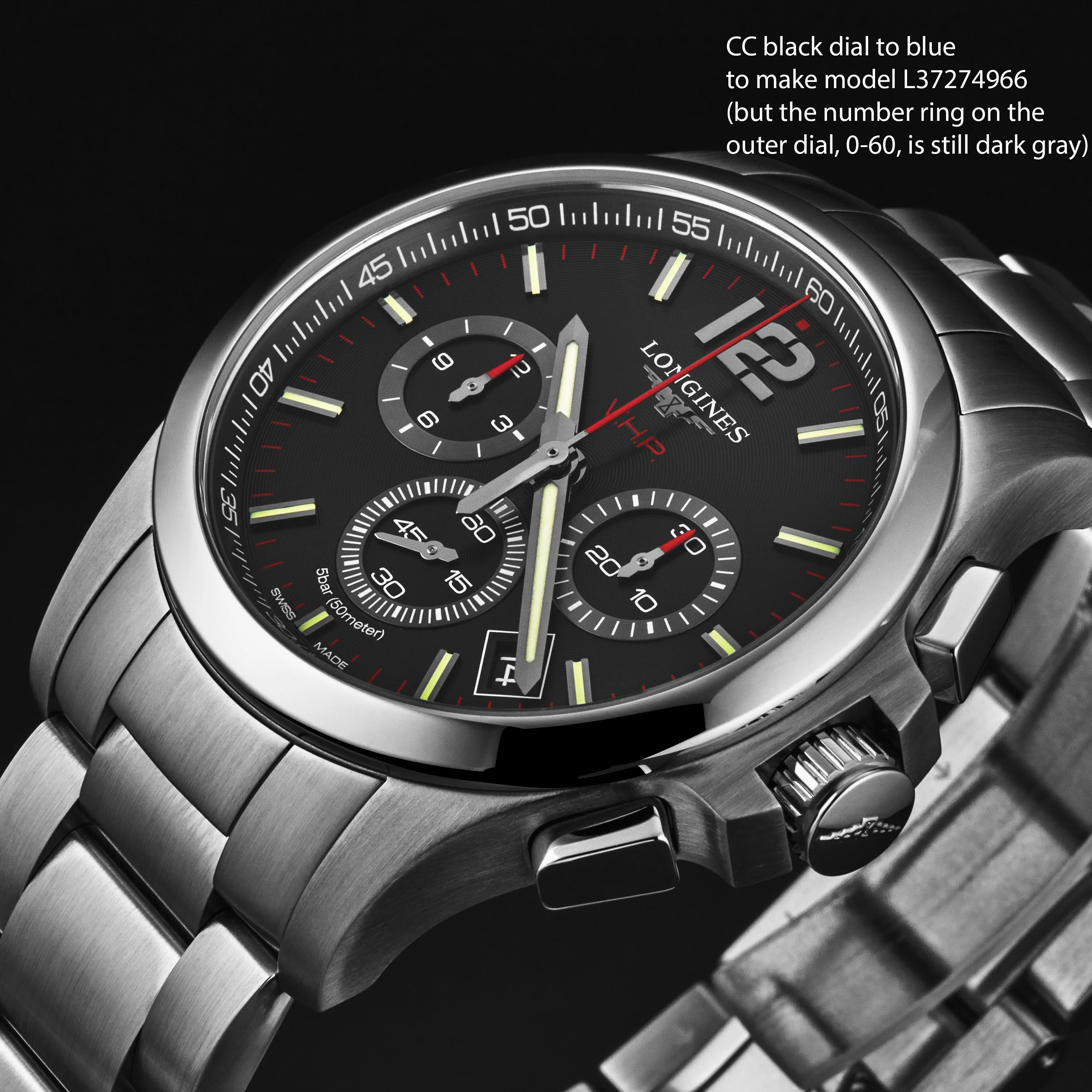 Conquest V.H.P. L37174566 / Black | Black Dial - Image 2