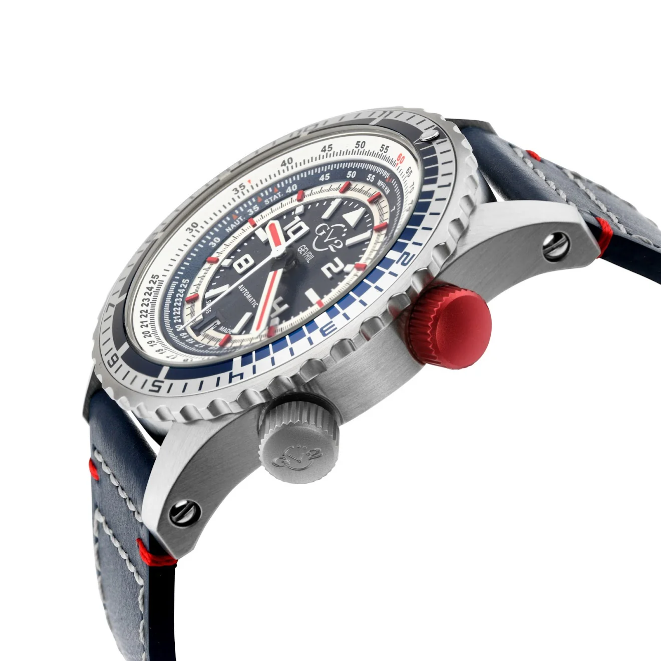 Contasecondi Automatic Swiss Made Calculator Watch Steel, blue and red double sapphire crystal | Blue Dial - Image 2