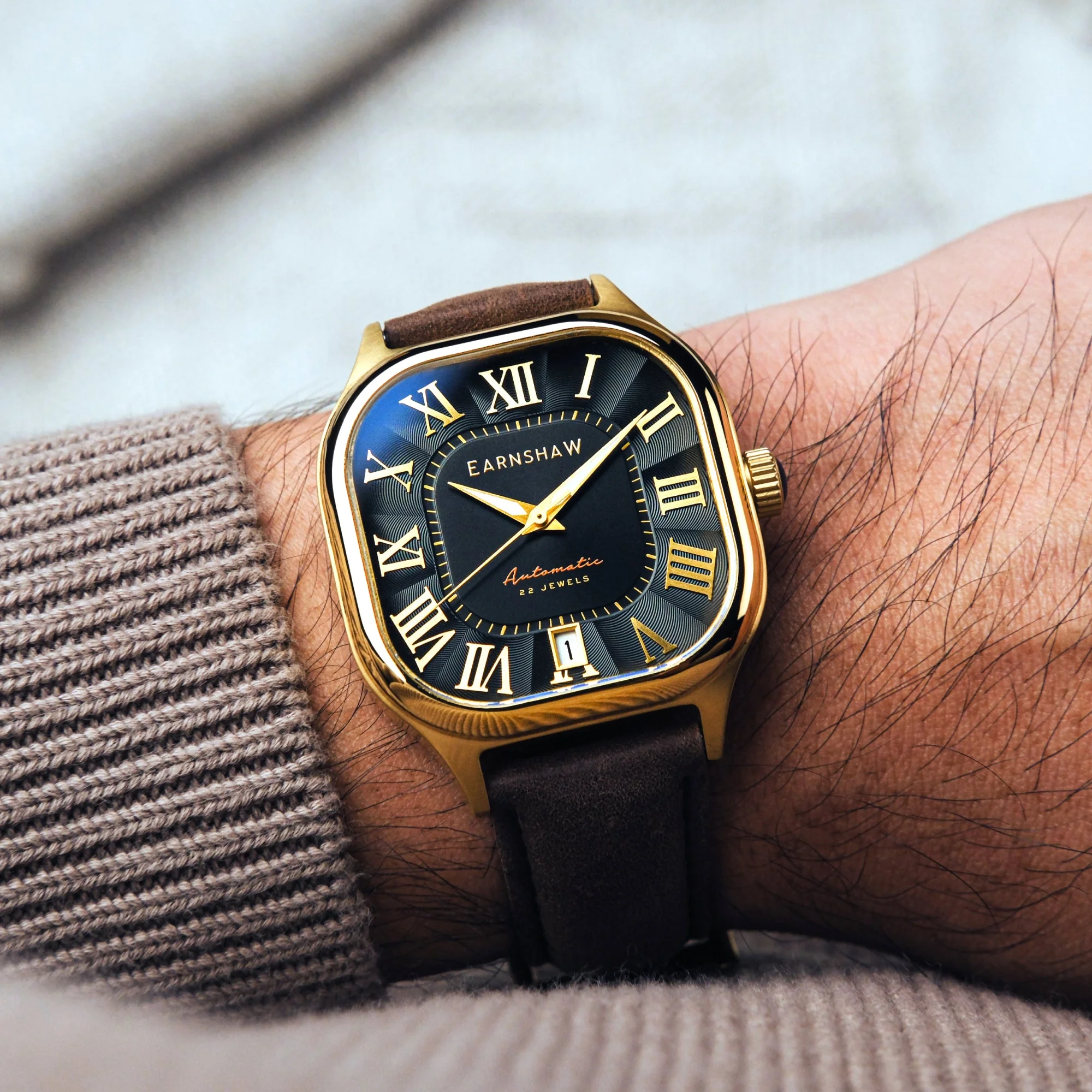 Coussin Automatic Black / Brown Genuine Leather | Black Dial - Image 2