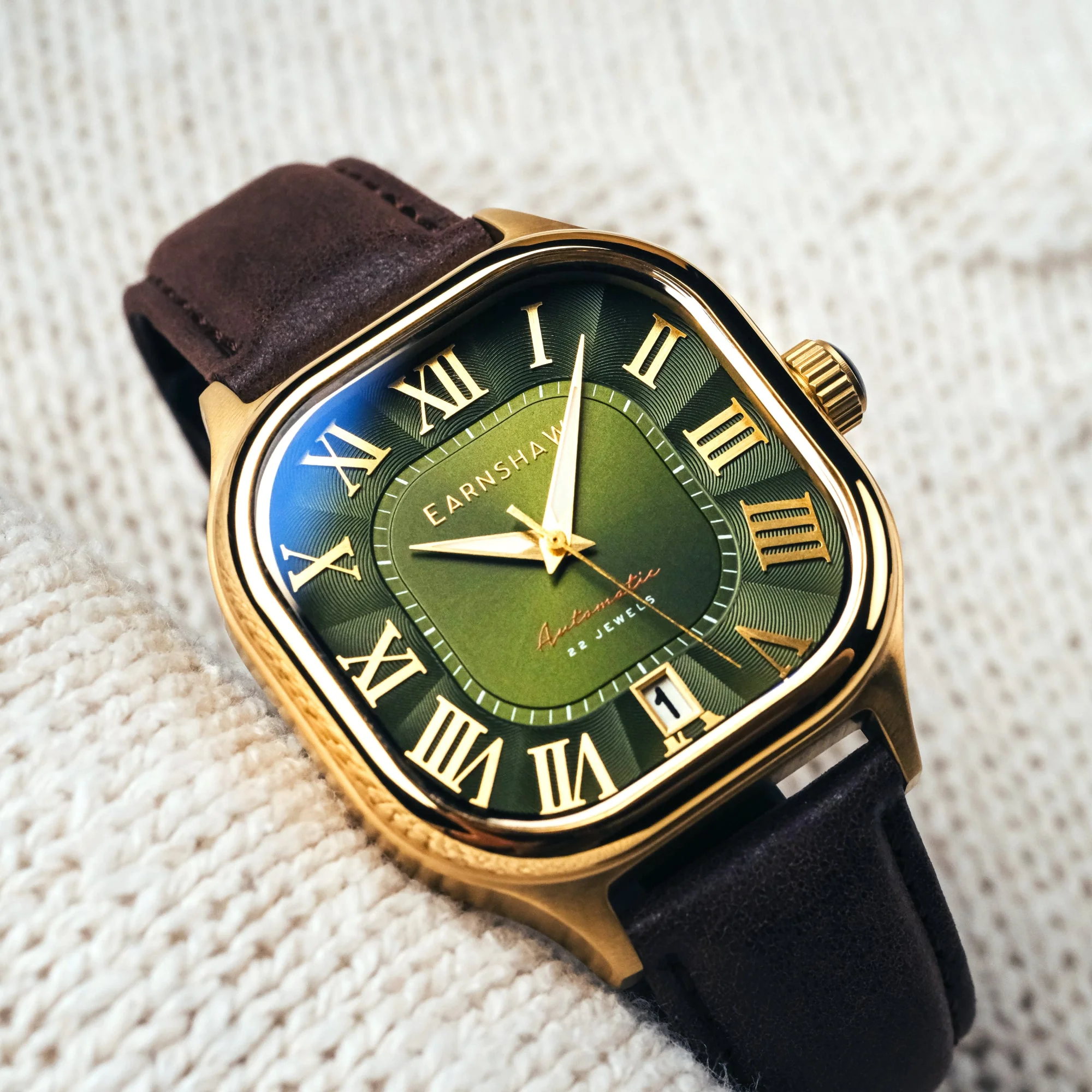 Coussin Automatic Green / Brown Genuine Leather | Green Dial - Image 3