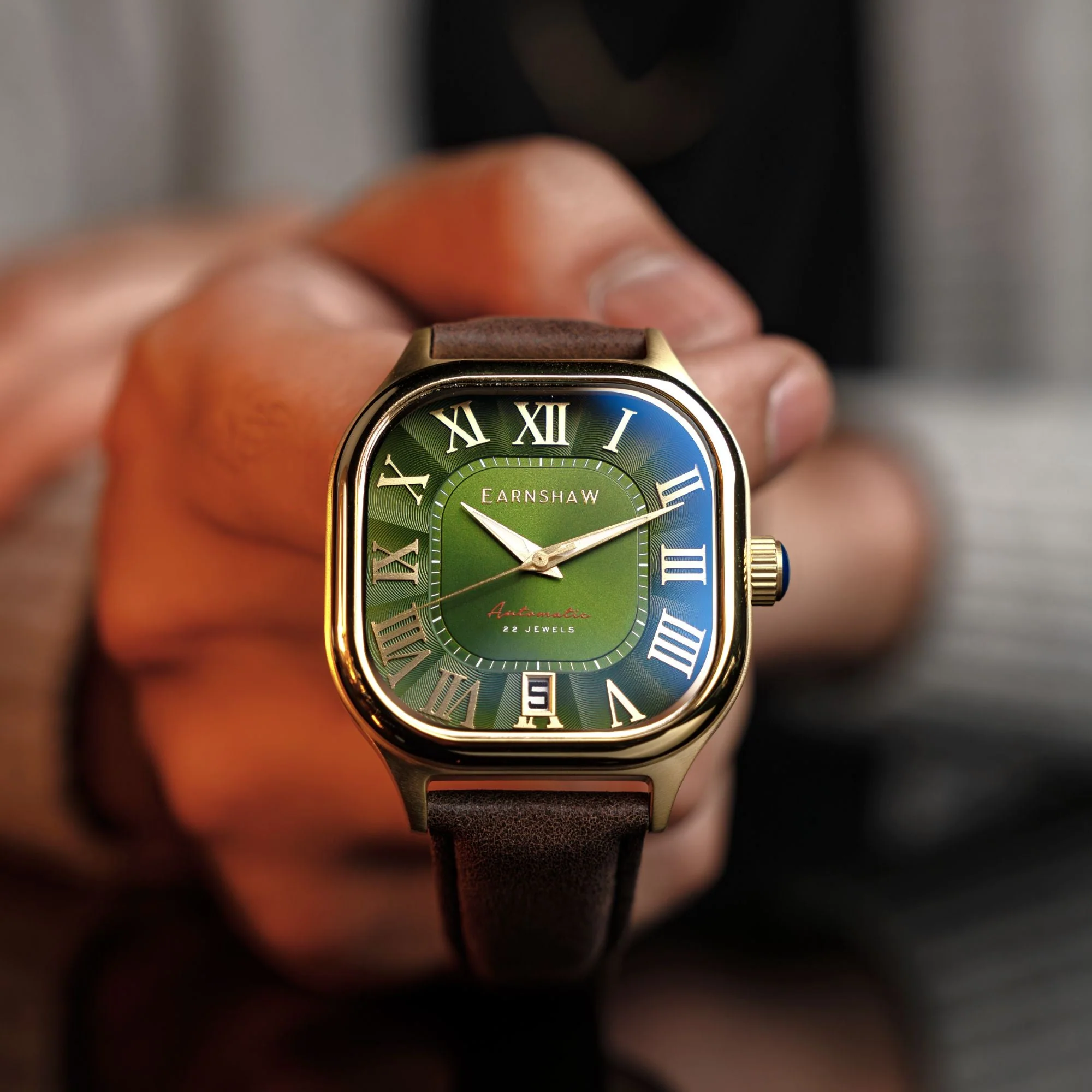 Coussin Automatic Green / Brown Genuine Leather | Green Dial - Image 4