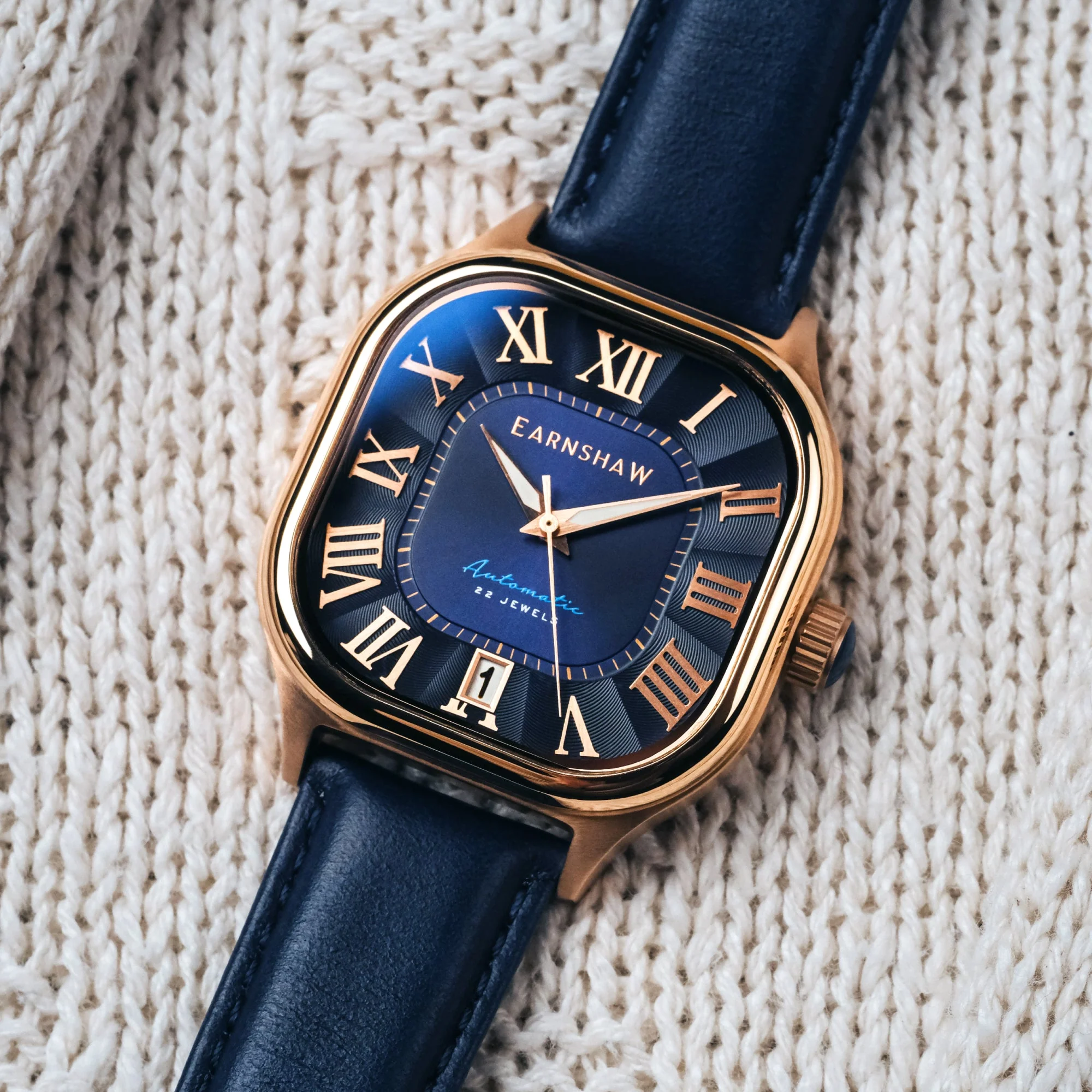 Coussin Automatic Rose Gold / Blue Genuine Leather | Blue Dial - Image 4
