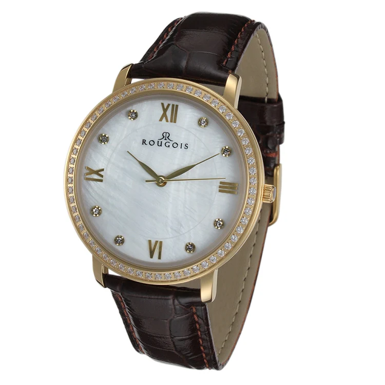 Covington Series brown band/gold white | White Dial
