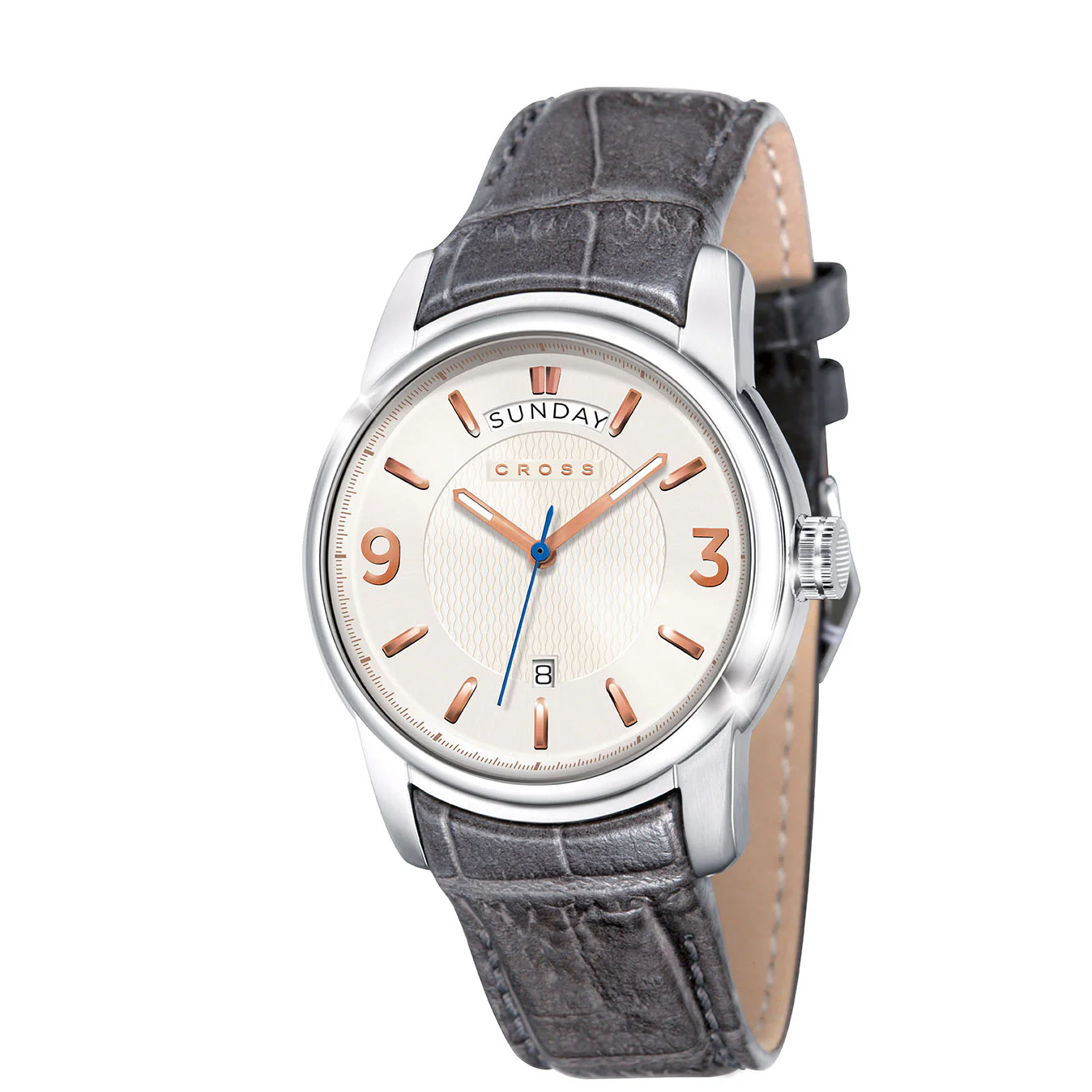 CR8007-06 Palatino Collection 3 Hand Movement White Dial with Rose Gold Accents and Gray Leather Strap | Dial