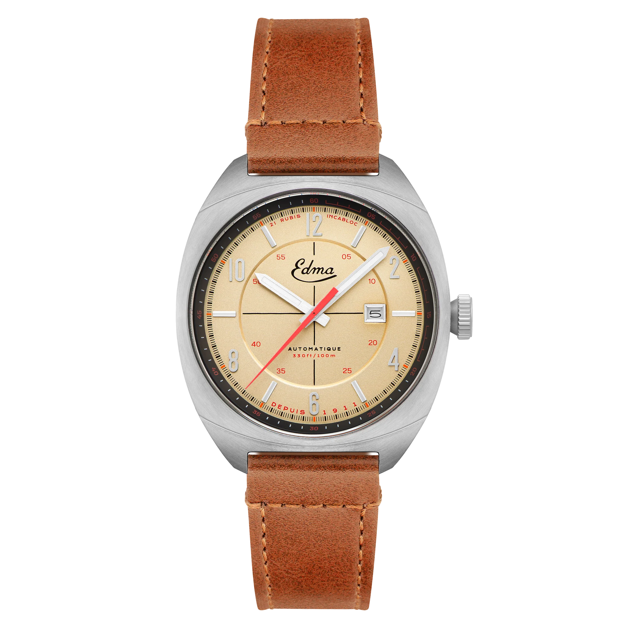 Crissier Automatic Grey / Brown Leather | Grey Dial
