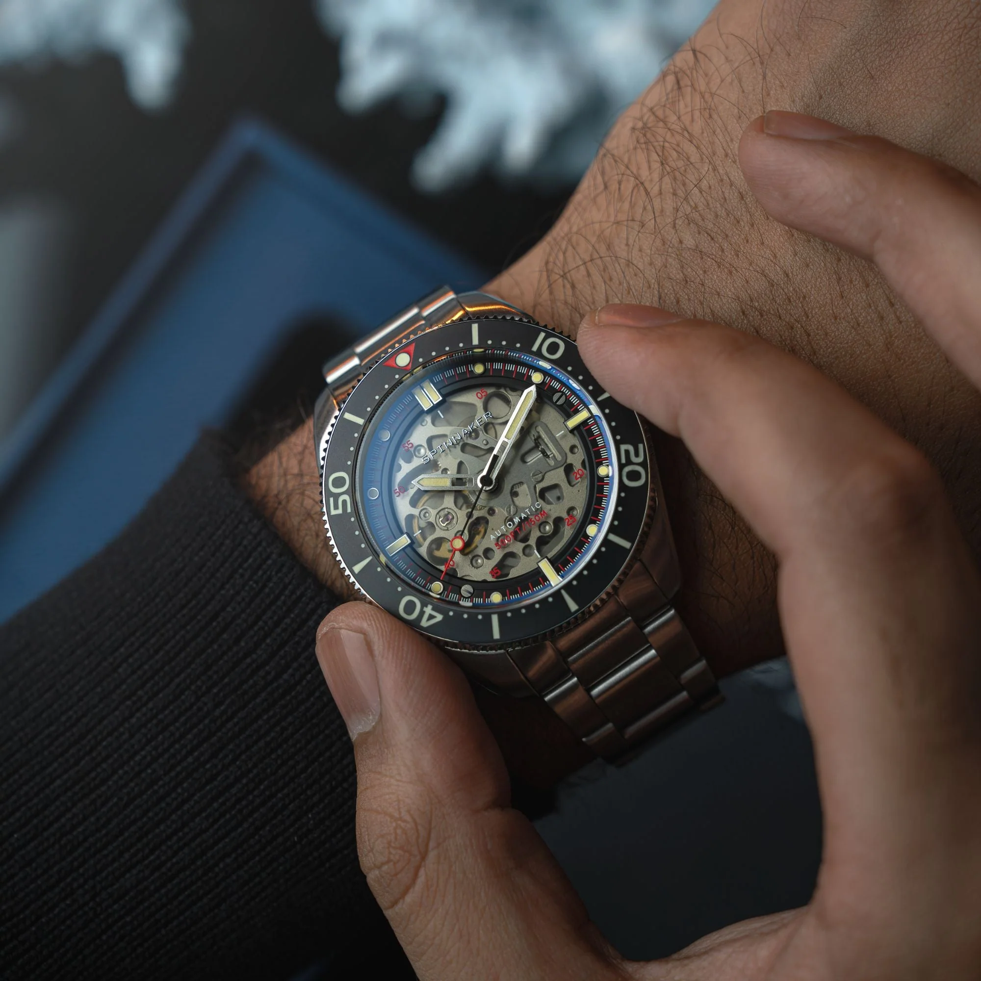 Croft 42 Skeleton Automatic Black & Red / Stainless Steel | Black Dial - Image 2