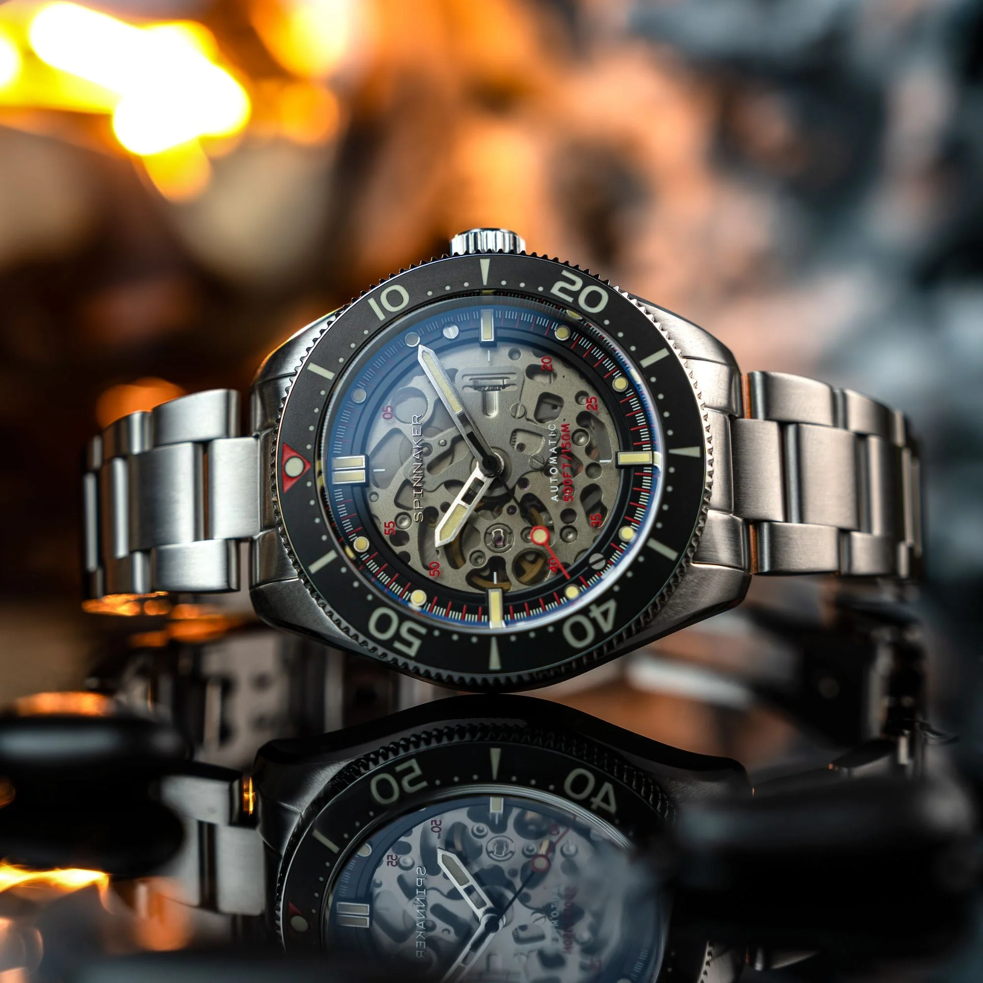 Croft 42 Skeleton Automatic Black & Red / Stainless Steel | Black Dial - Image 4