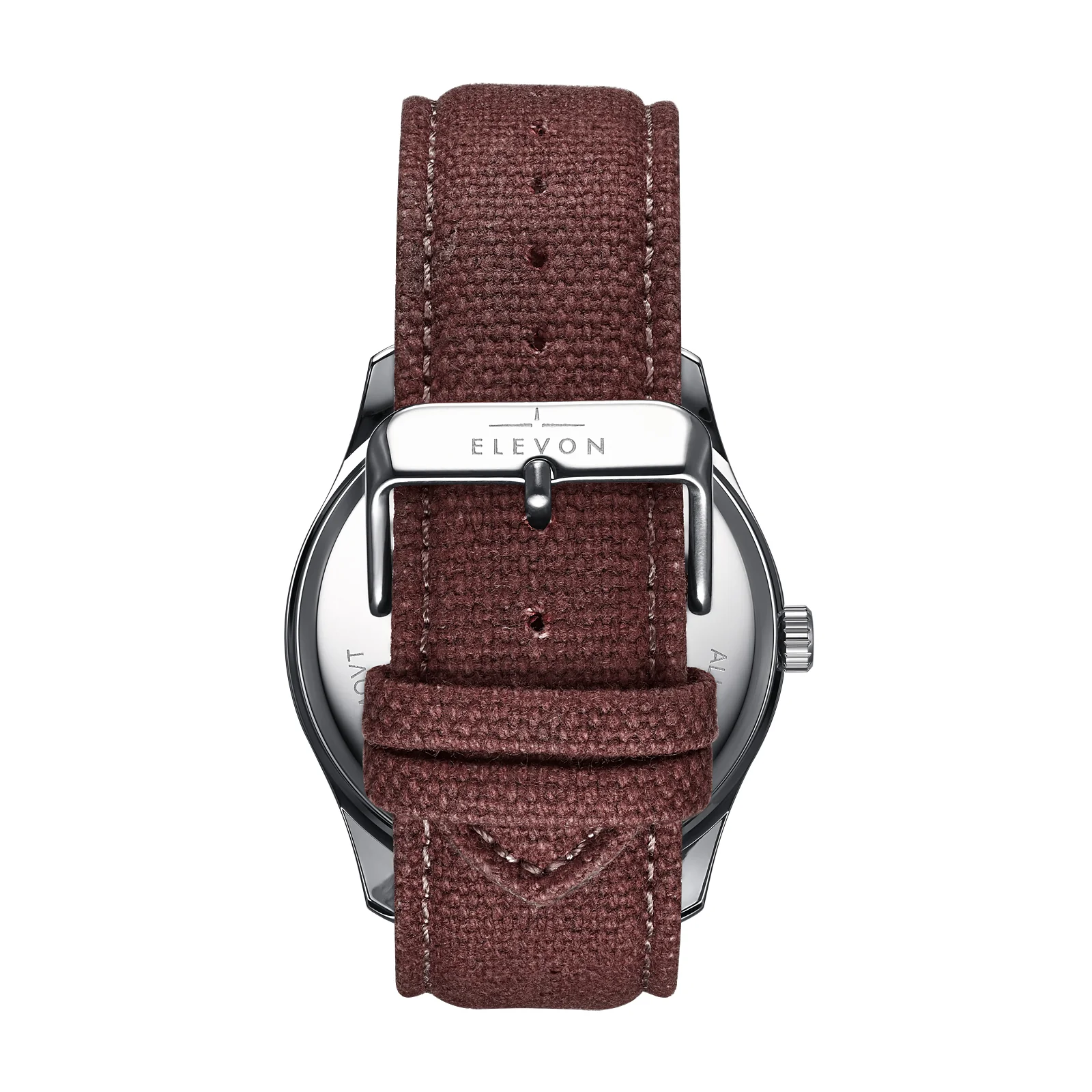 Crosswind Canvas-Overlaid Leather-Band Watch w/ Date Silver/Brown | Silver Dial - Image 3