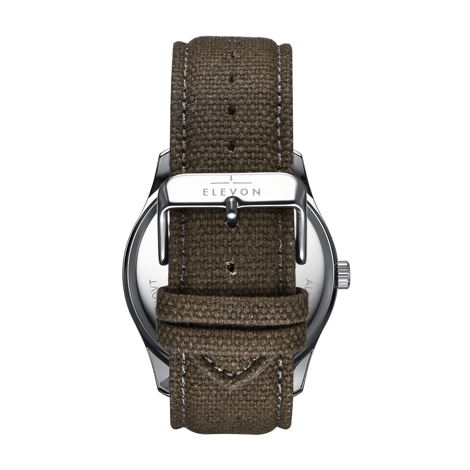 Crosswind Canvas-Overlaid Leather-Band Watch w/ Date Black/Olive | Black Dial - Image 3