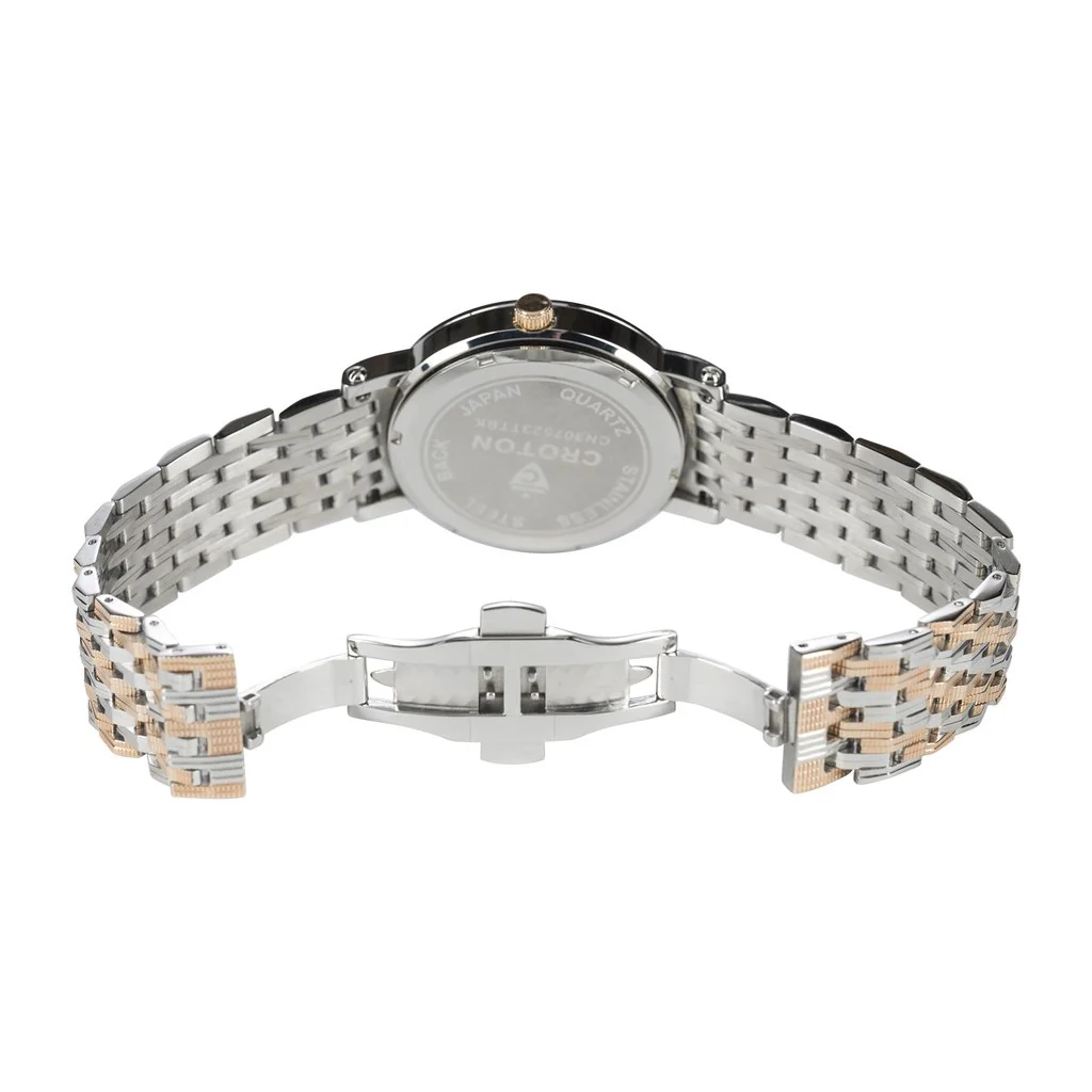 Croton Gents CZ dial with swirl Pattern two tone/black | Black Dial - Image 3