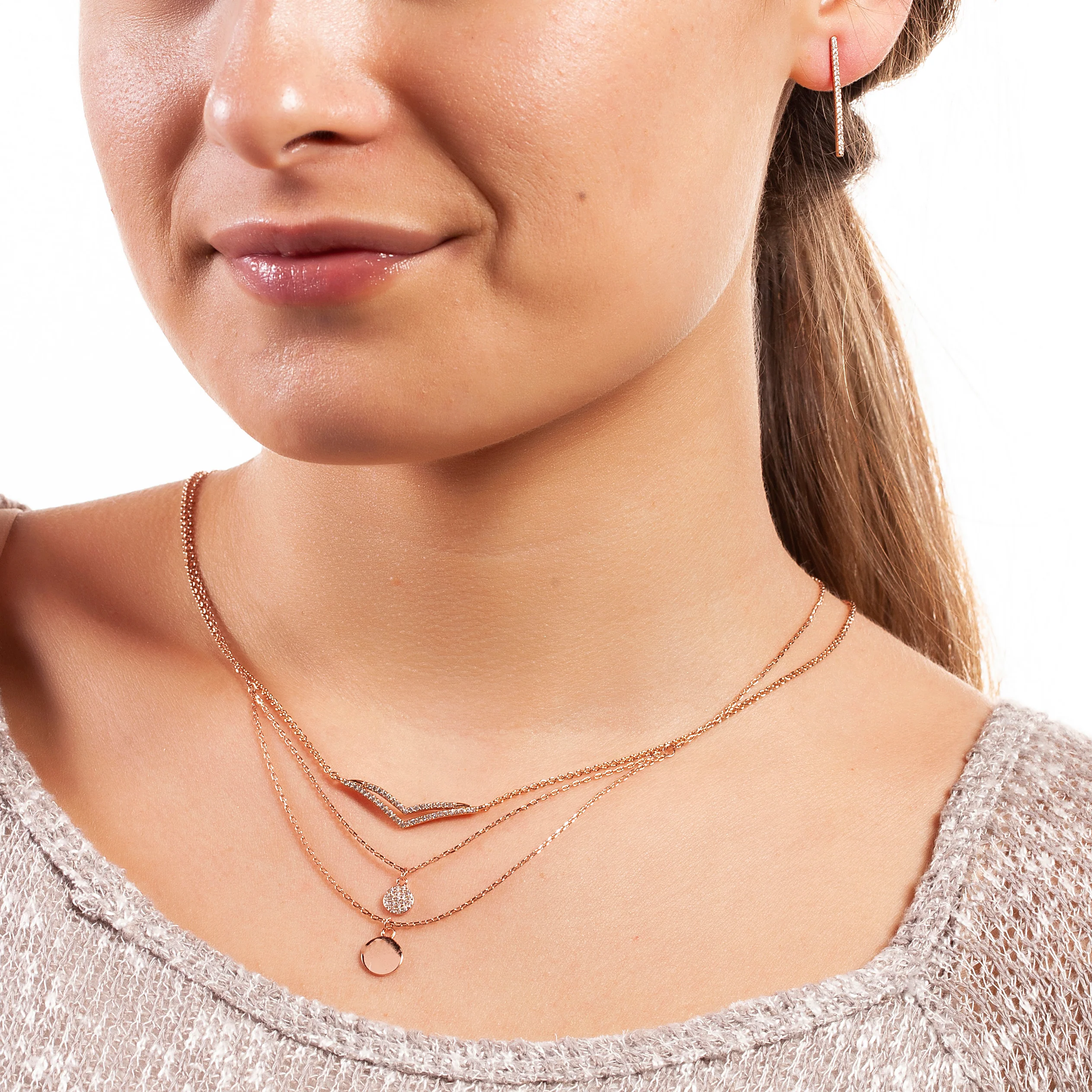 Daffodil Bar Necklace 18k Rose Gold - Image 3