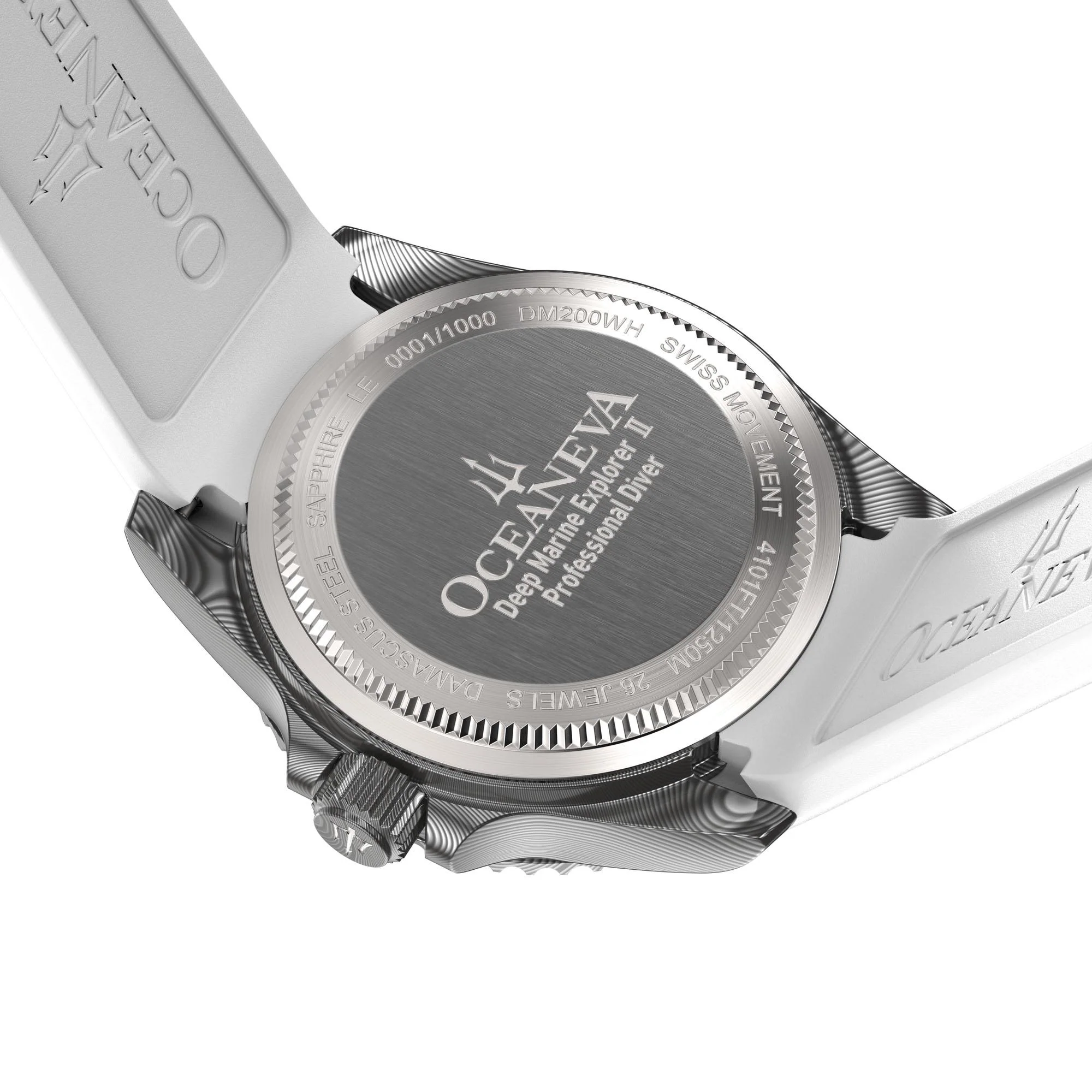 Oceaneva Damascus Swiss Automatic SW200 Deep Marine Explorer II (Damascus/White Dial) - Image 15