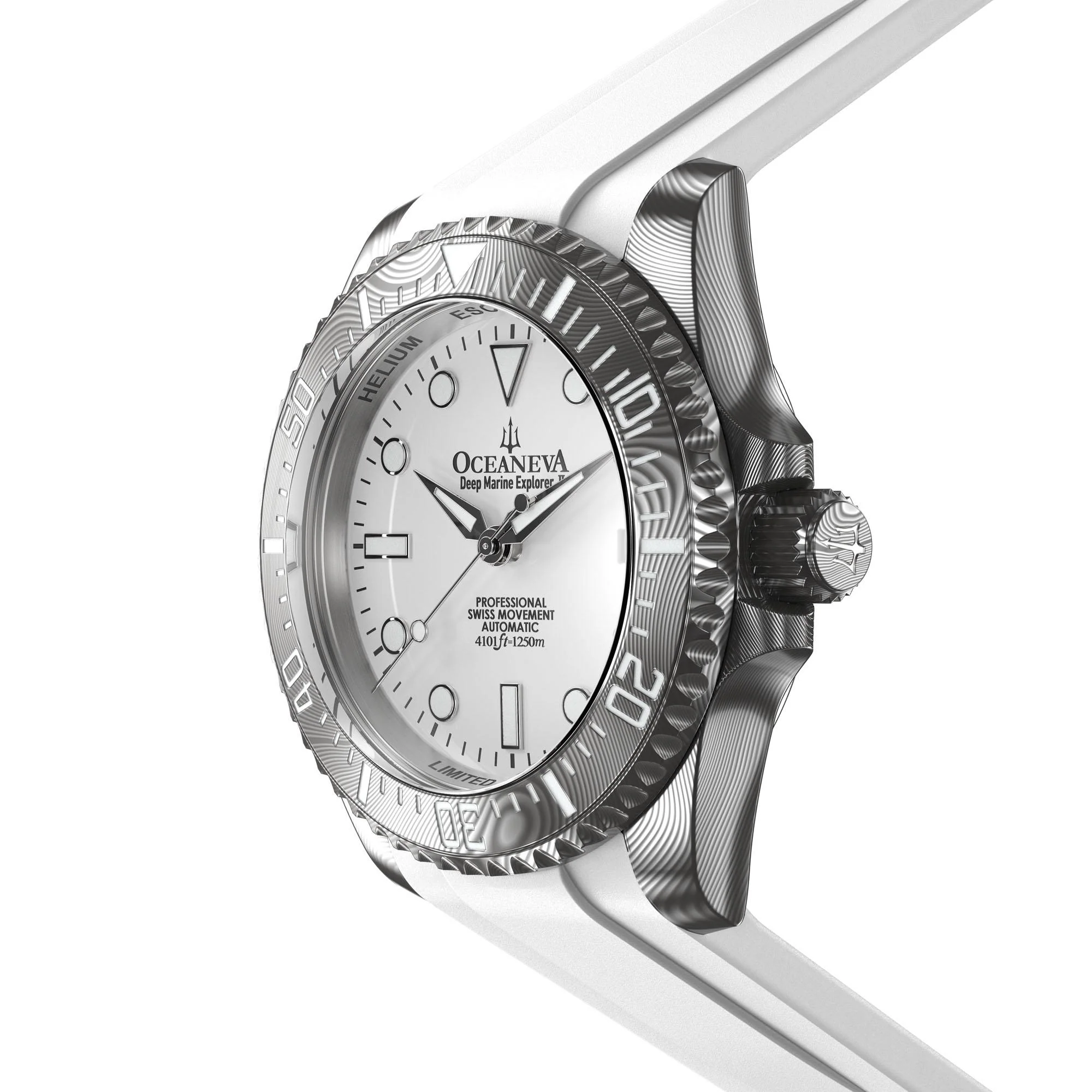 Oceaneva Damascus Swiss Automatic SW200 Deep Marine Explorer II (Damascus/White Dial) - Image 16