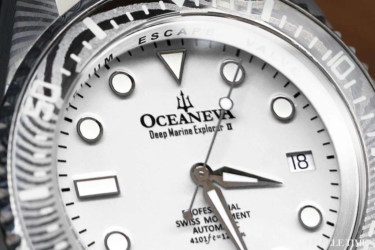 Oceaneva Damascus Swiss Automatic SW200 Deep Marine Explorer II (Damascus/White Dial) - Image 23