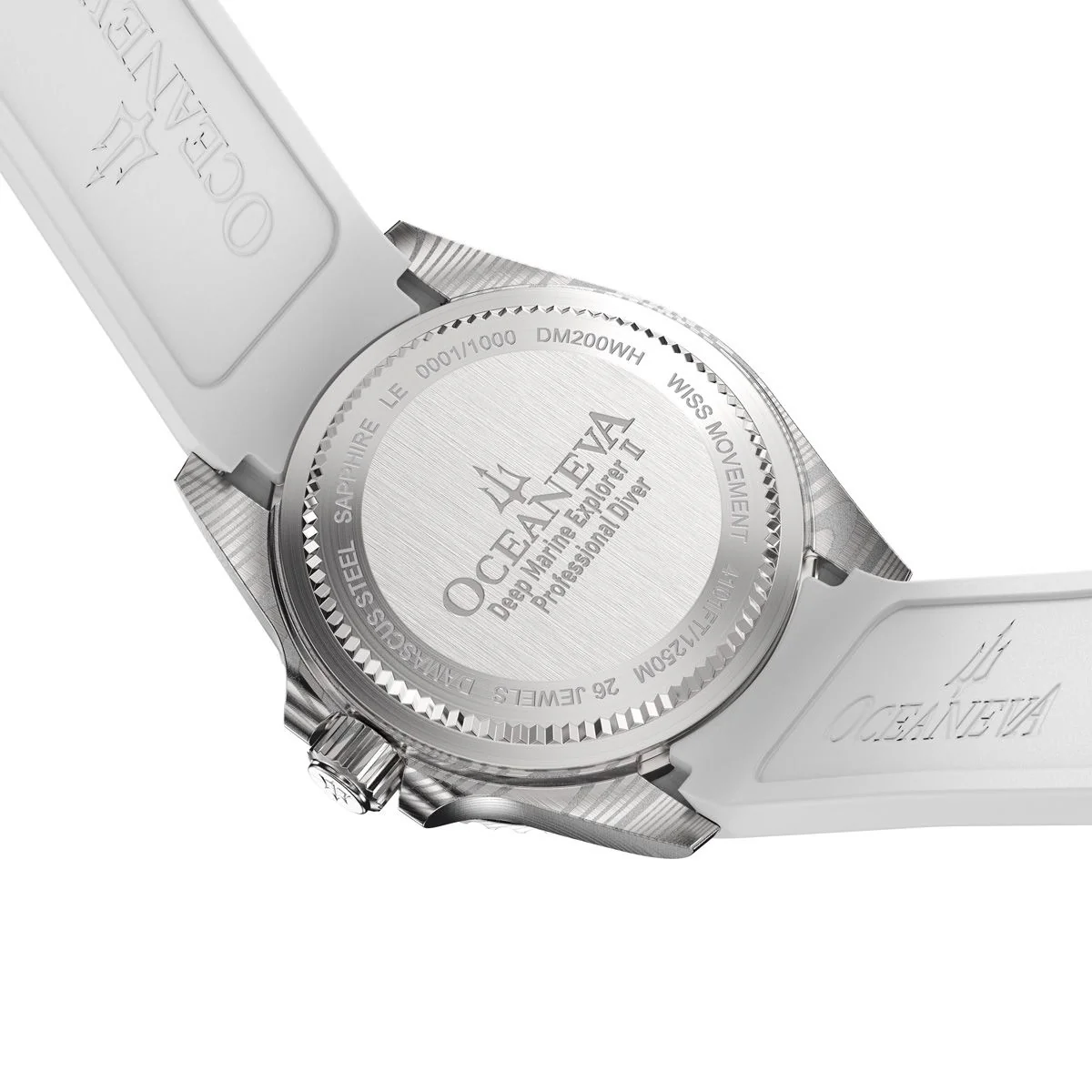 Oceaneva Damascus Swiss Automatic SW200 Deep Marine Explorer II (Damascus/White Dial) - Image 25