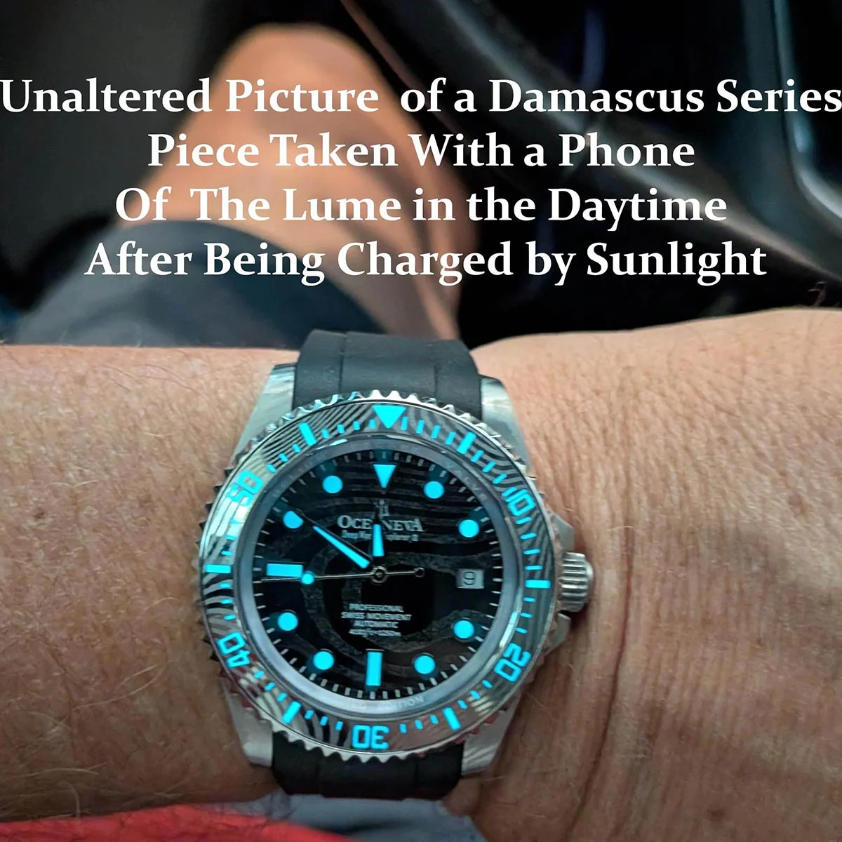 Oceaneva Damascus Swiss Automatic SW200 Deep Marine Explorer II (Damascus/White Dial) - Image 34