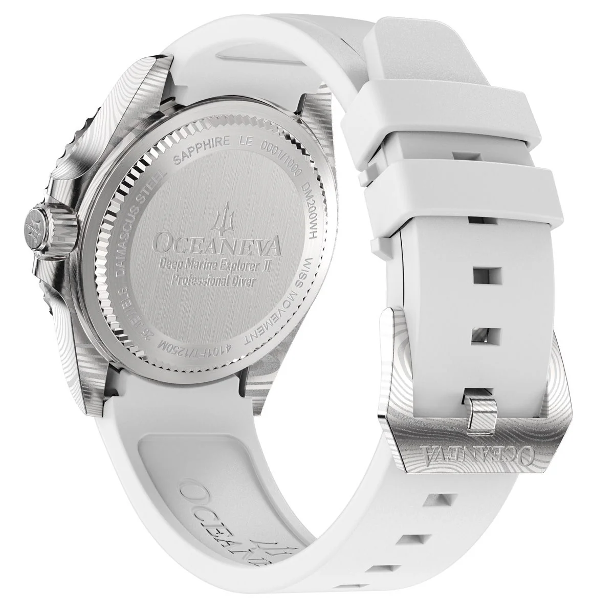 Oceaneva Damascus Swiss Automatic SW200 Deep Marine Explorer II (Damascus/White Dial) - Image 48