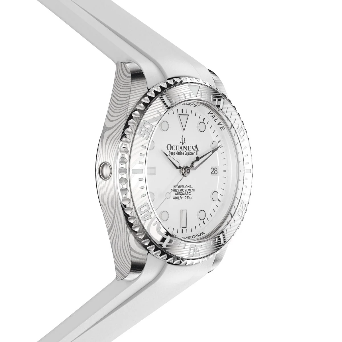 Oceaneva Damascus Swiss Automatic SW200 Deep Marine Explorer II (Damascus/White Dial) - Image 52