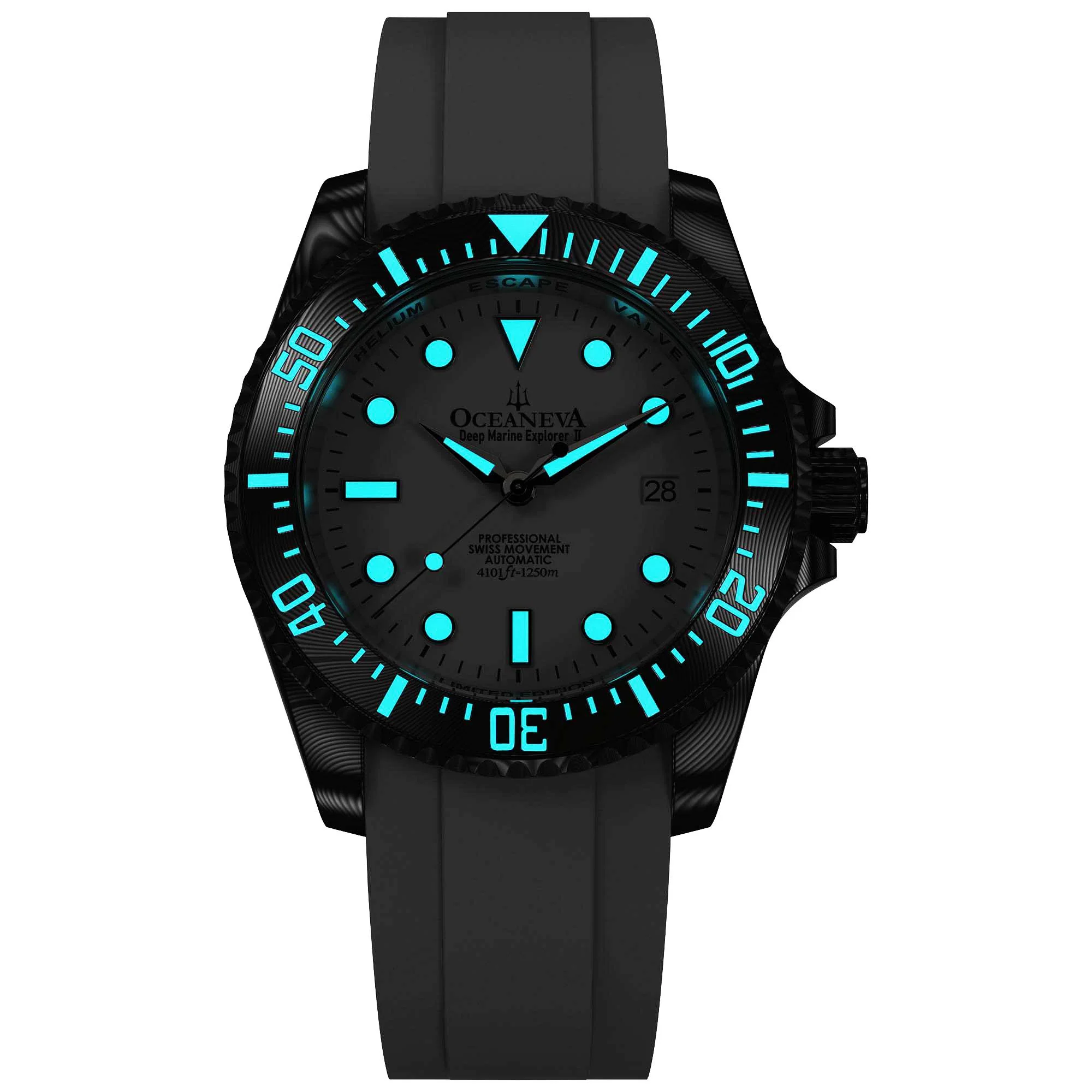Oceaneva Damascus Swiss Automatic SW200 Deep Marine Explorer II (Damascus/White Dial) - Image 9
