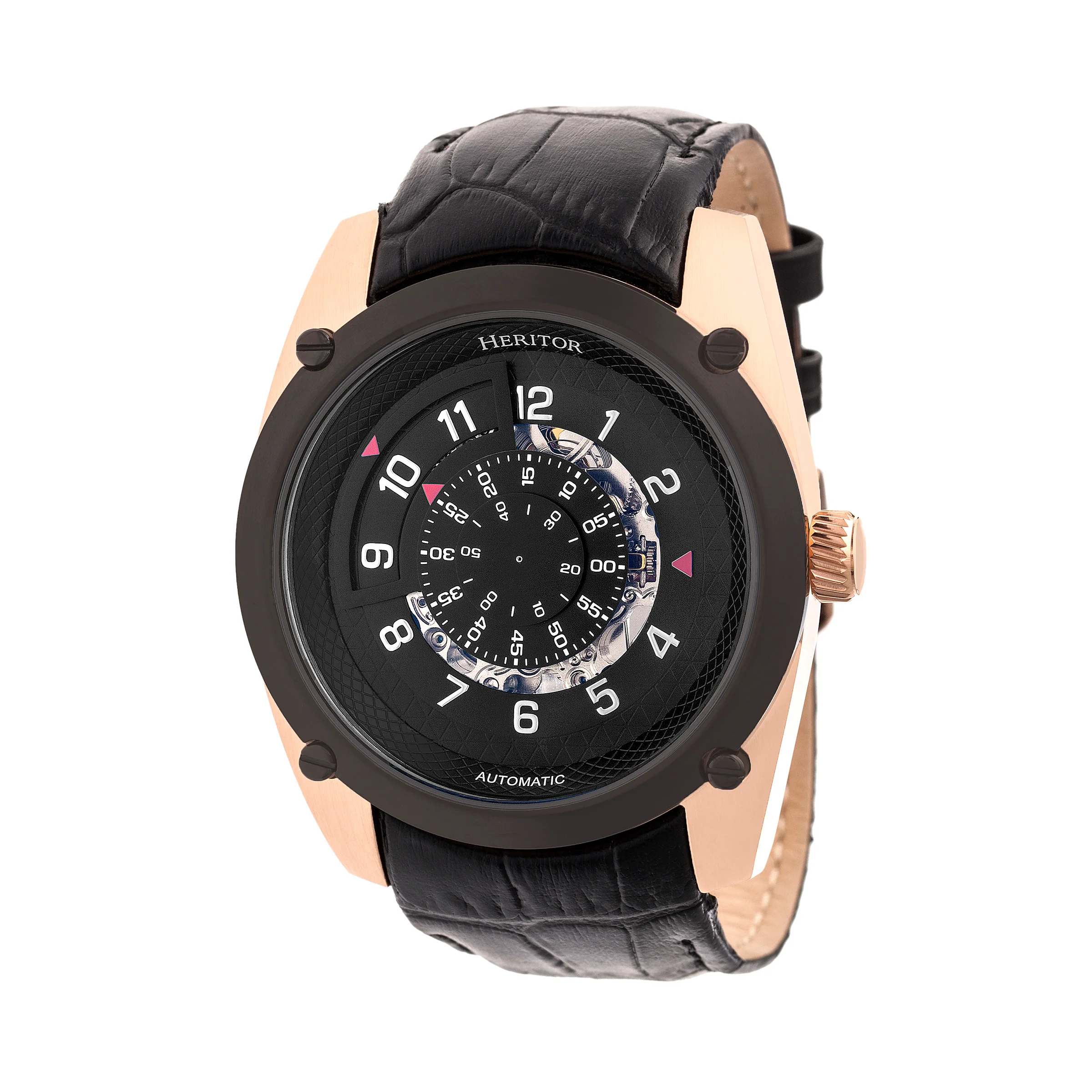 Daniels Genuine Leather Rose Gold/Black | Black Dial