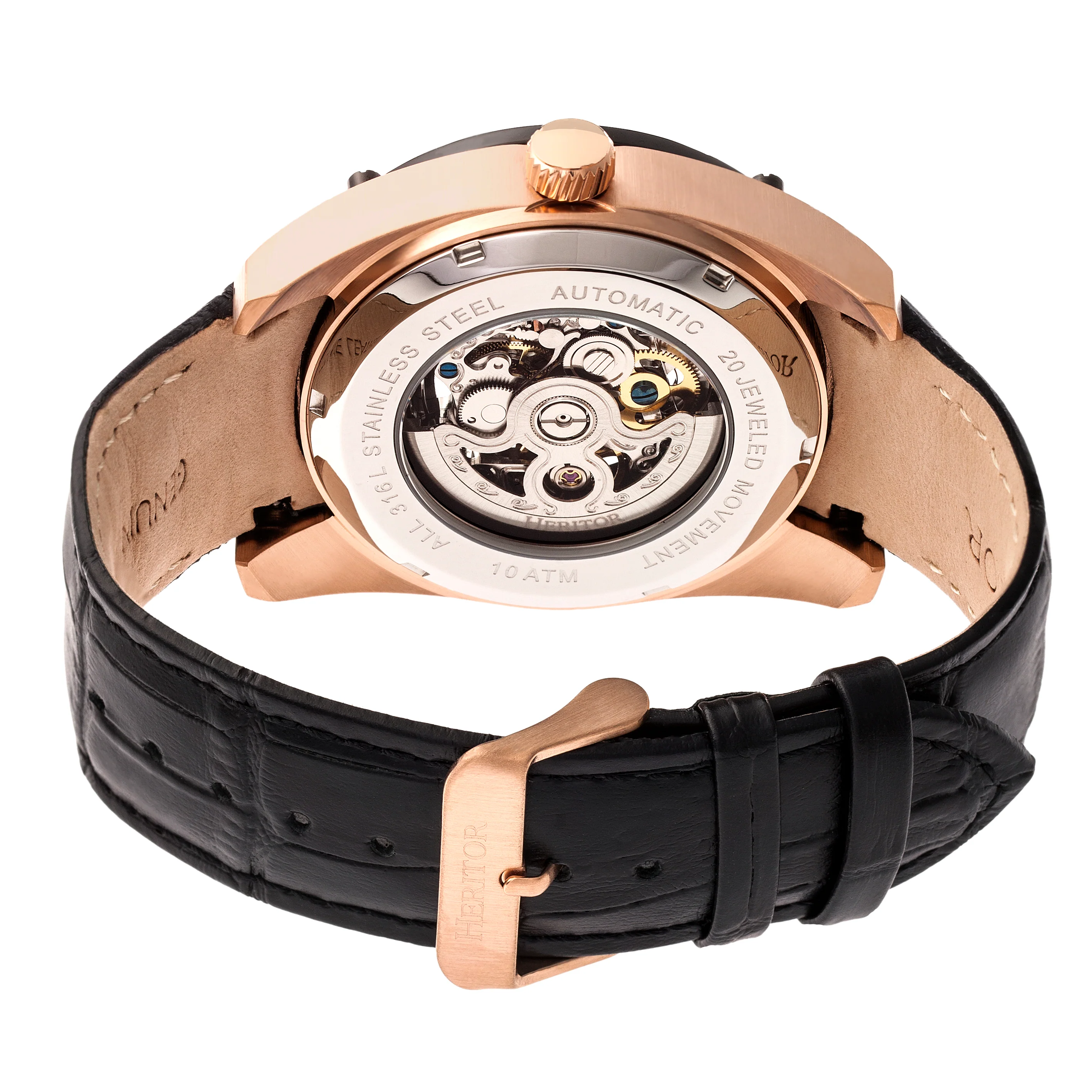 Daniels Genuine Leather Rose Gold/Black | Black Dial - Image 2