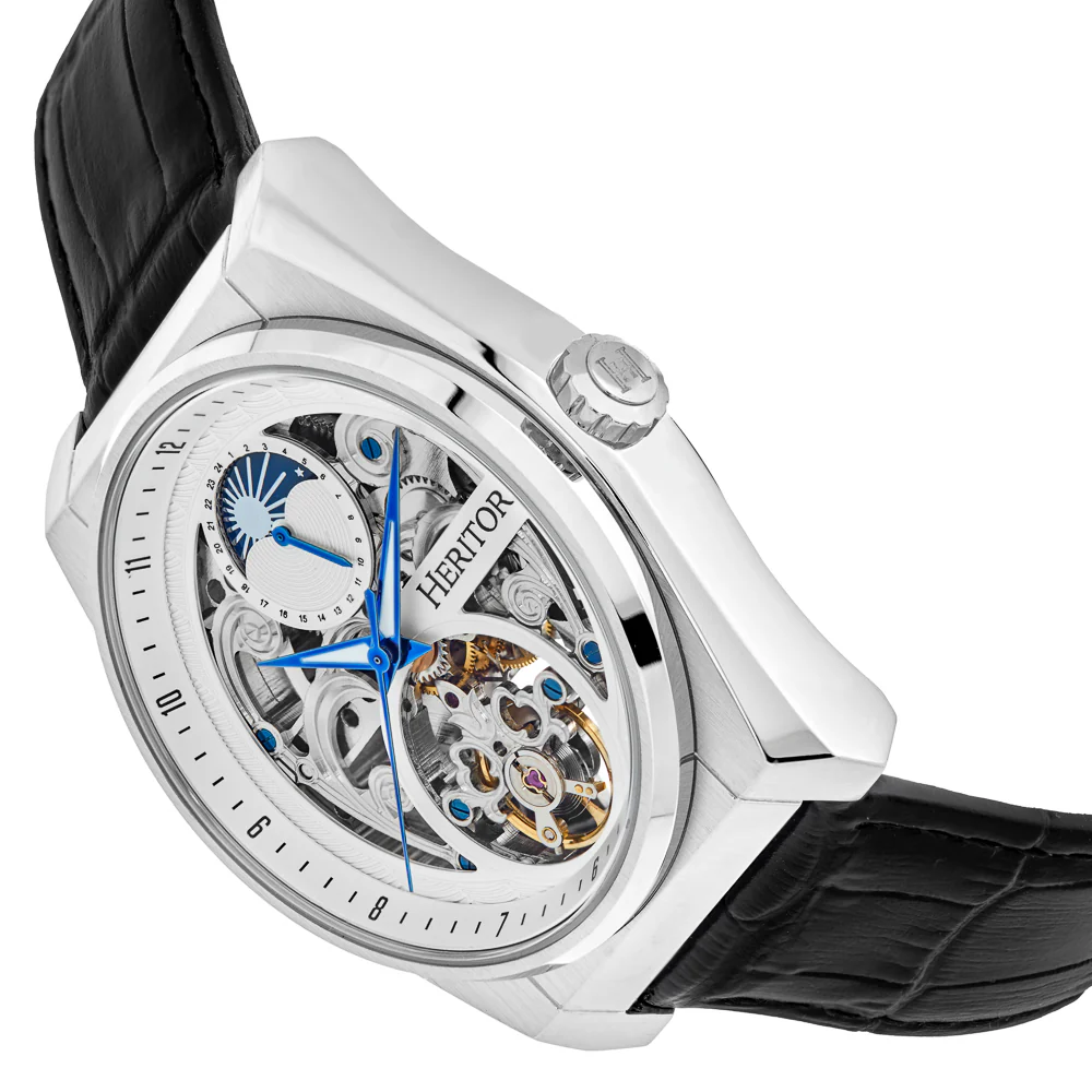 Daxton Semi Skeleton Black/White | White Dial - Image 2