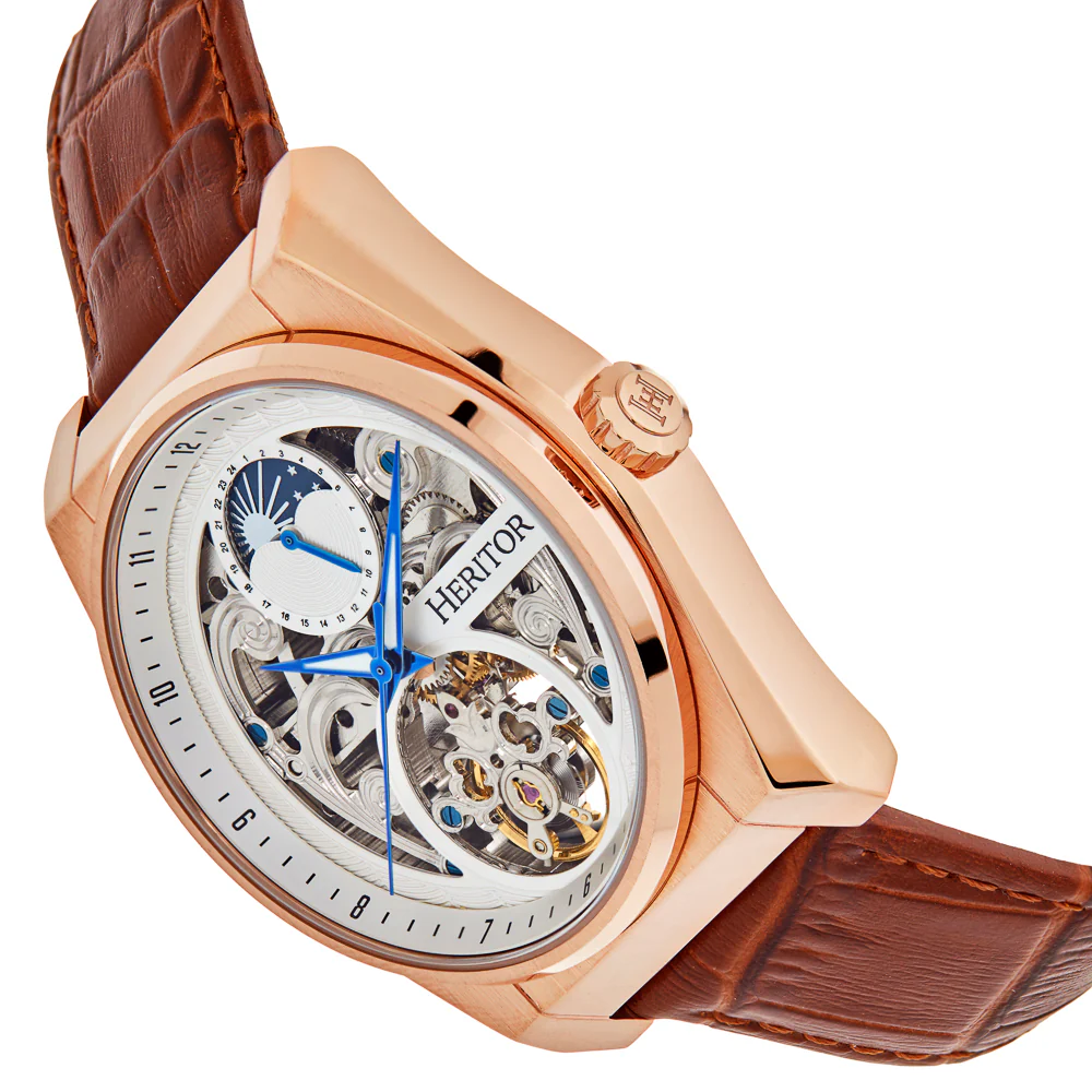 Daxton Semi Skeleton Brown/Rose Gold | White Dial - Image 2