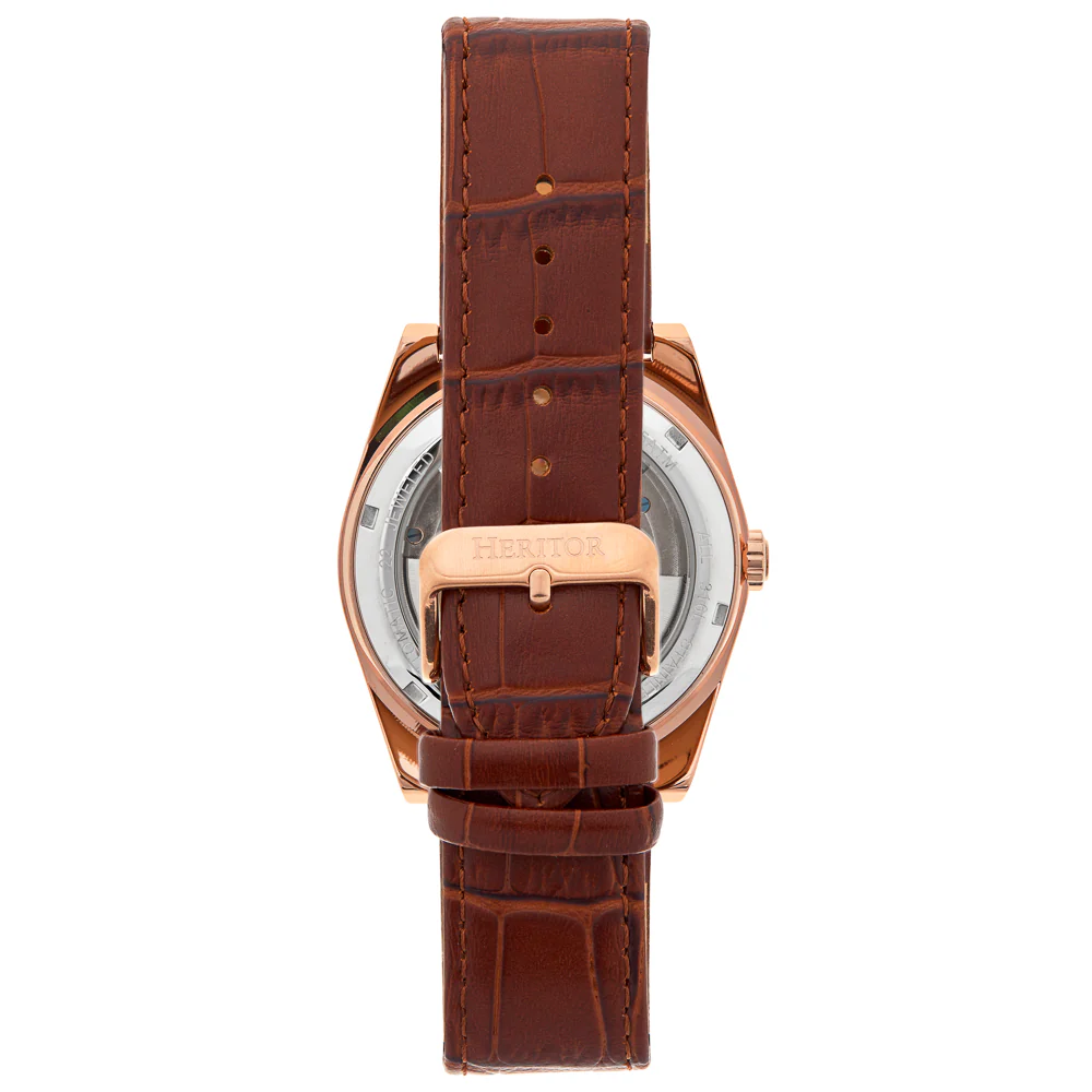 Daxton Semi Skeleton Brown/Rose Gold | White Dial - Image 3