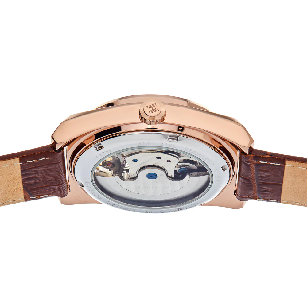 Daxton Semi Skeleton Brown/Rose Gold | White Dial - Image 4