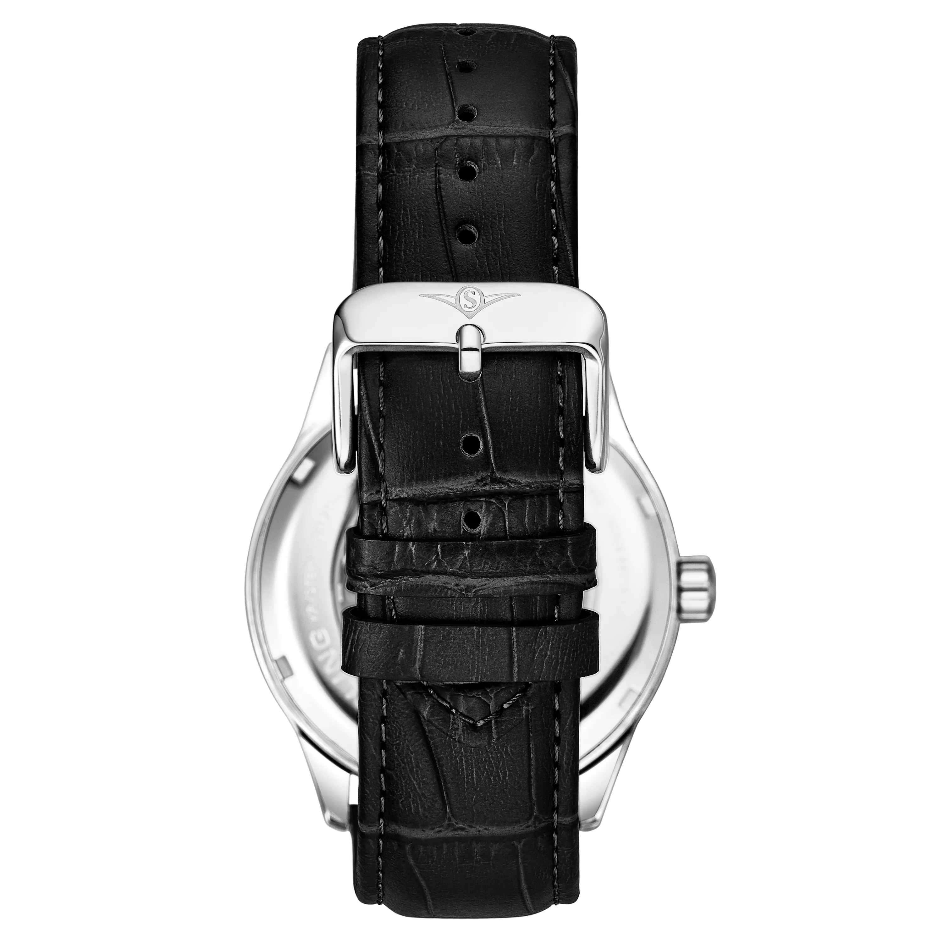 Denmark 3947 Automatic 42mm Skeleton Black/Leather | Silver Dial - Image 2