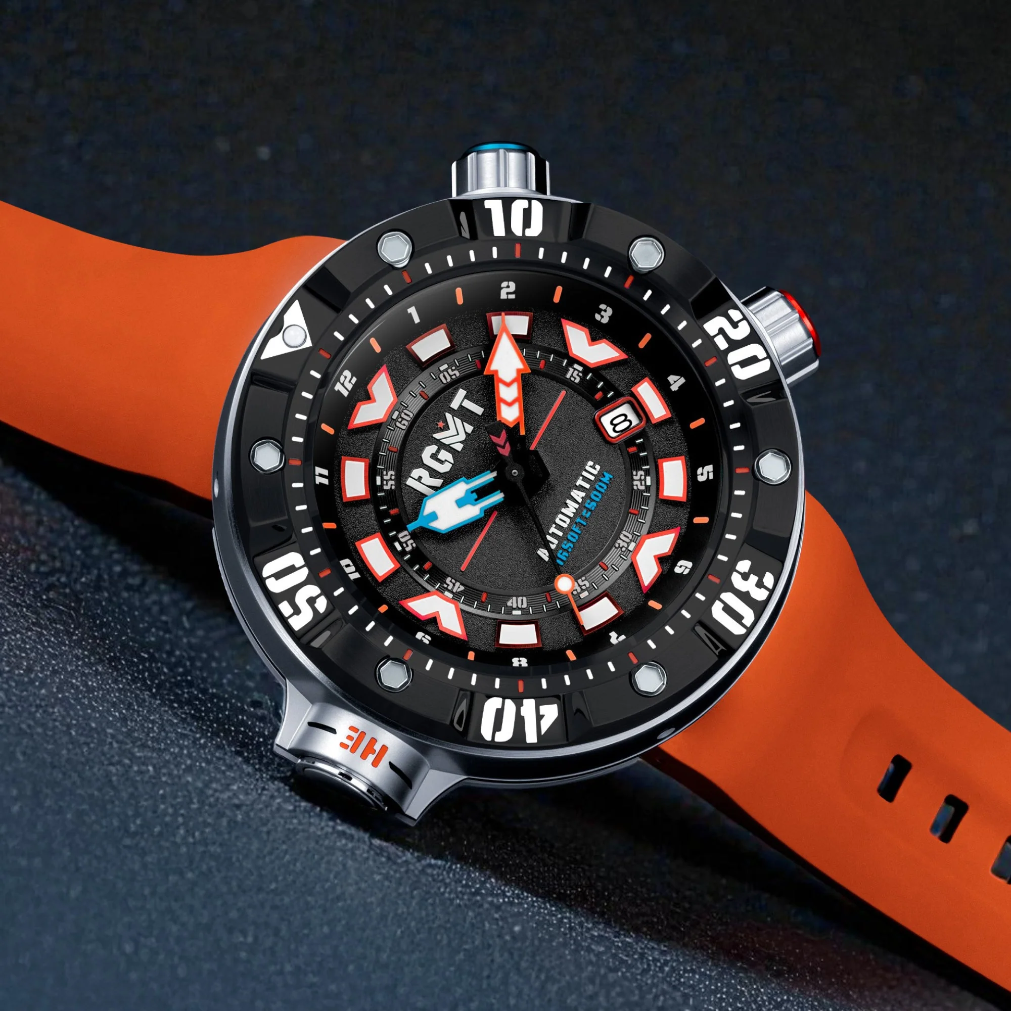 Depth Charge Automatic Black  & Orange / Silicone | Black Dial - Image 3