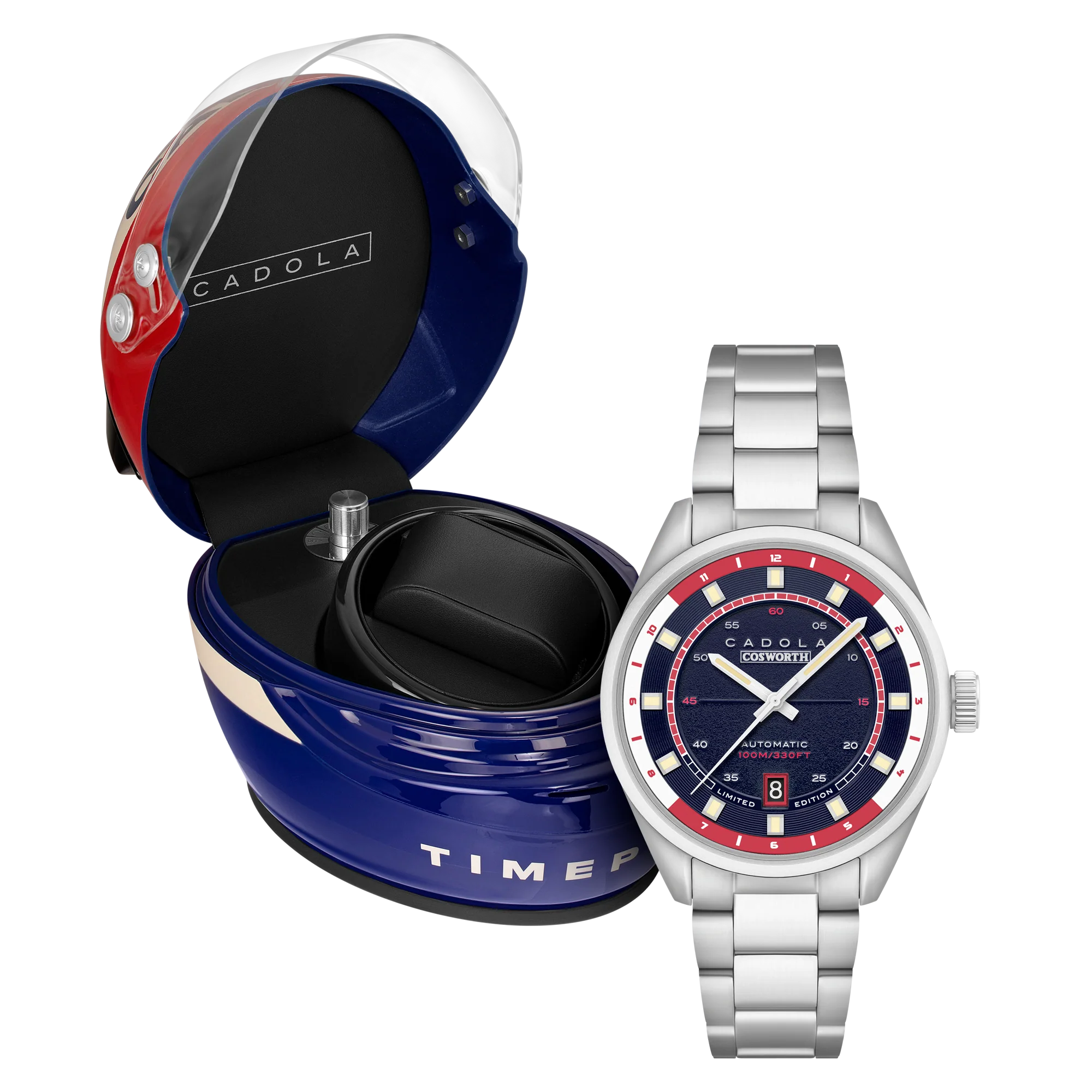 DFV-COSWORTH HELMET WATCH WINDER AUTOMATIC LIMITED EDITION BLUE / STAINLESS STEEL | Blue Dial