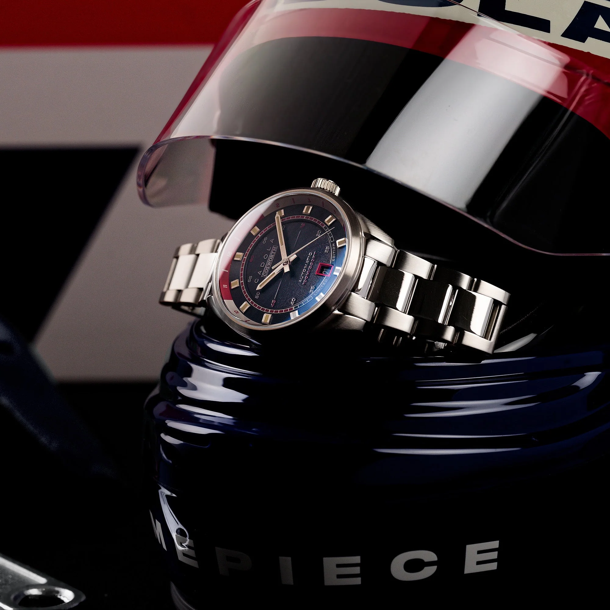 DFV-COSWORTH HELMET WATCH WINDER AUTOMATIC LIMITED EDITION BLUE / STAINLESS STEEL | Blue Dial - Image 4