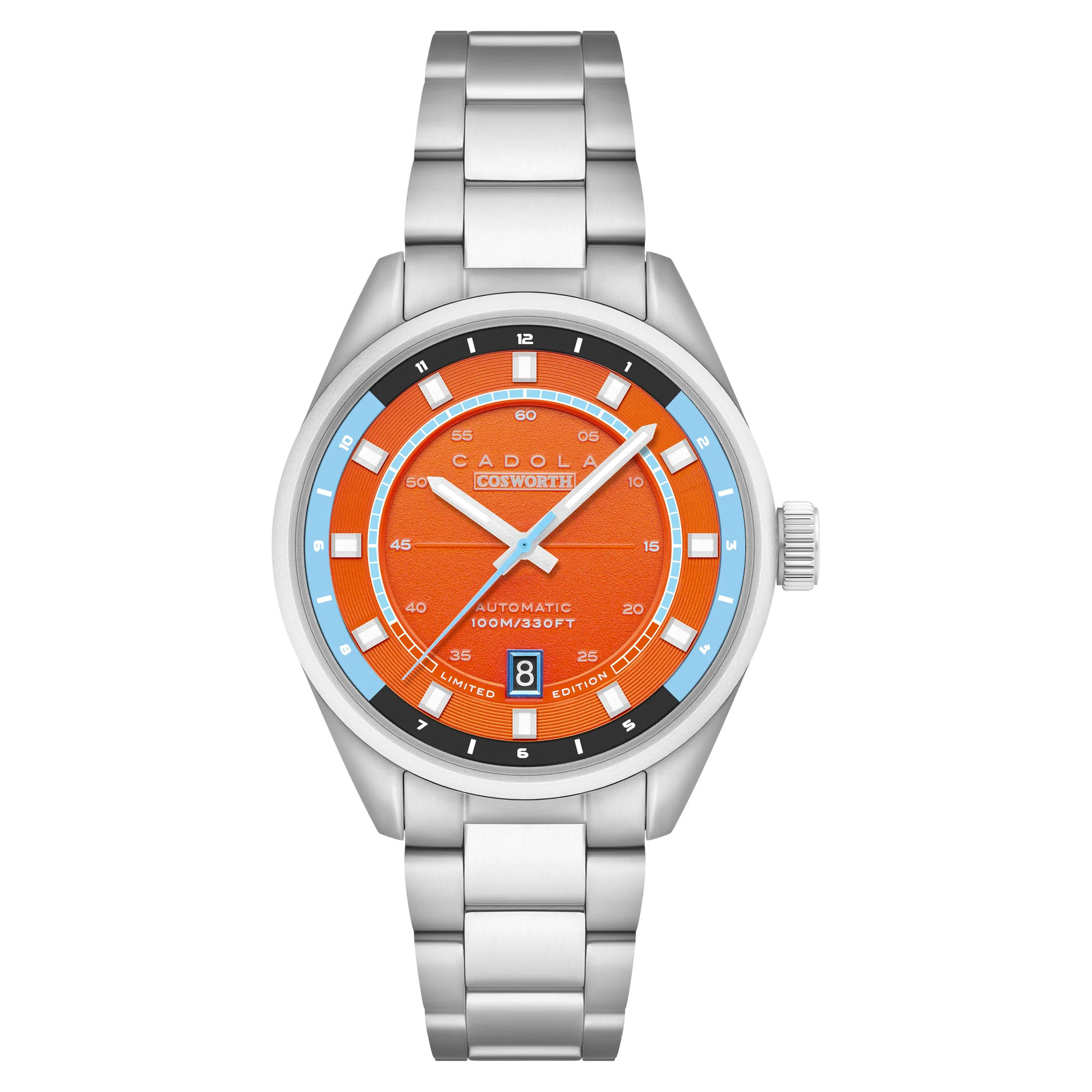 DFV-COSWORTH HELMET WATCH WINDER AUTOMATIC LIMITED EDITION ORANGE / STAINLESS STEEL | Orange Dial - Image 2