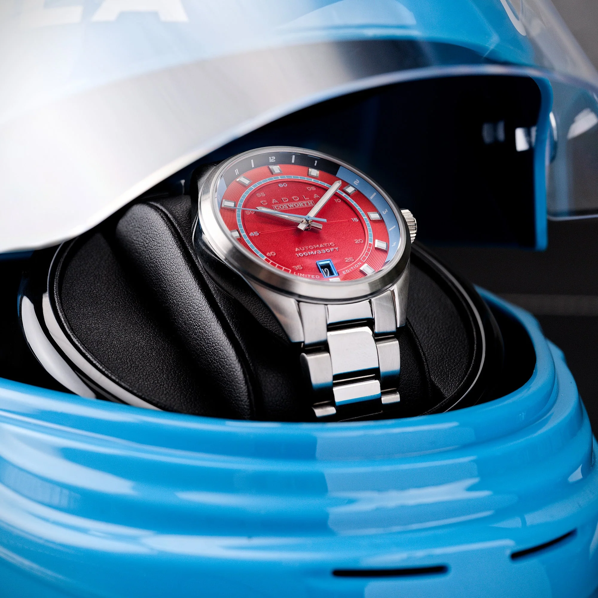 DFV-COSWORTH HELMET WATCH WINDER AUTOMATIC LIMITED EDITION ORANGE / STAINLESS STEEL | Orange Dial - Image 3