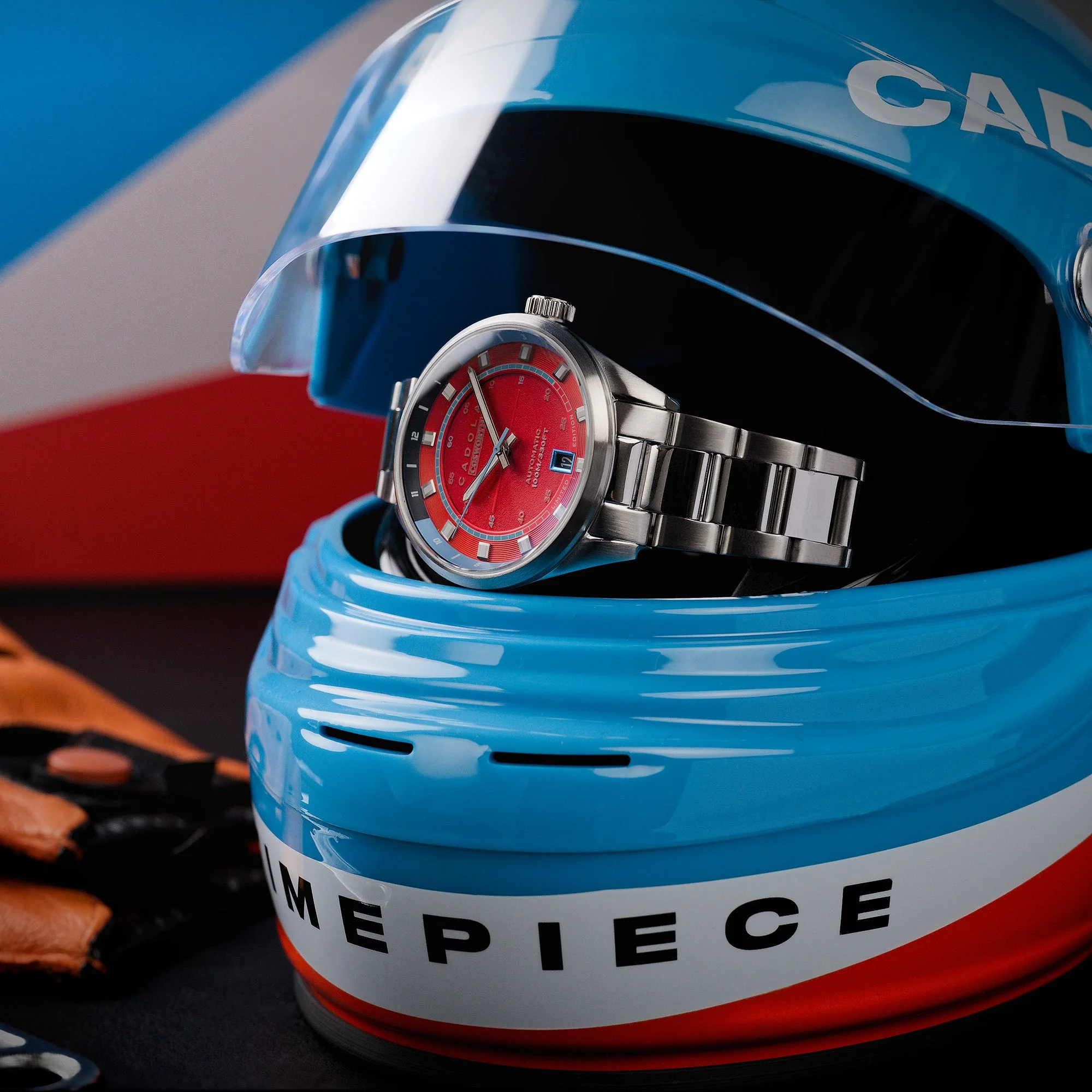 DFV-COSWORTH HELMET WATCH WINDER AUTOMATIC LIMITED EDITION ORANGE / STAINLESS STEEL | Orange Dial - Image 4