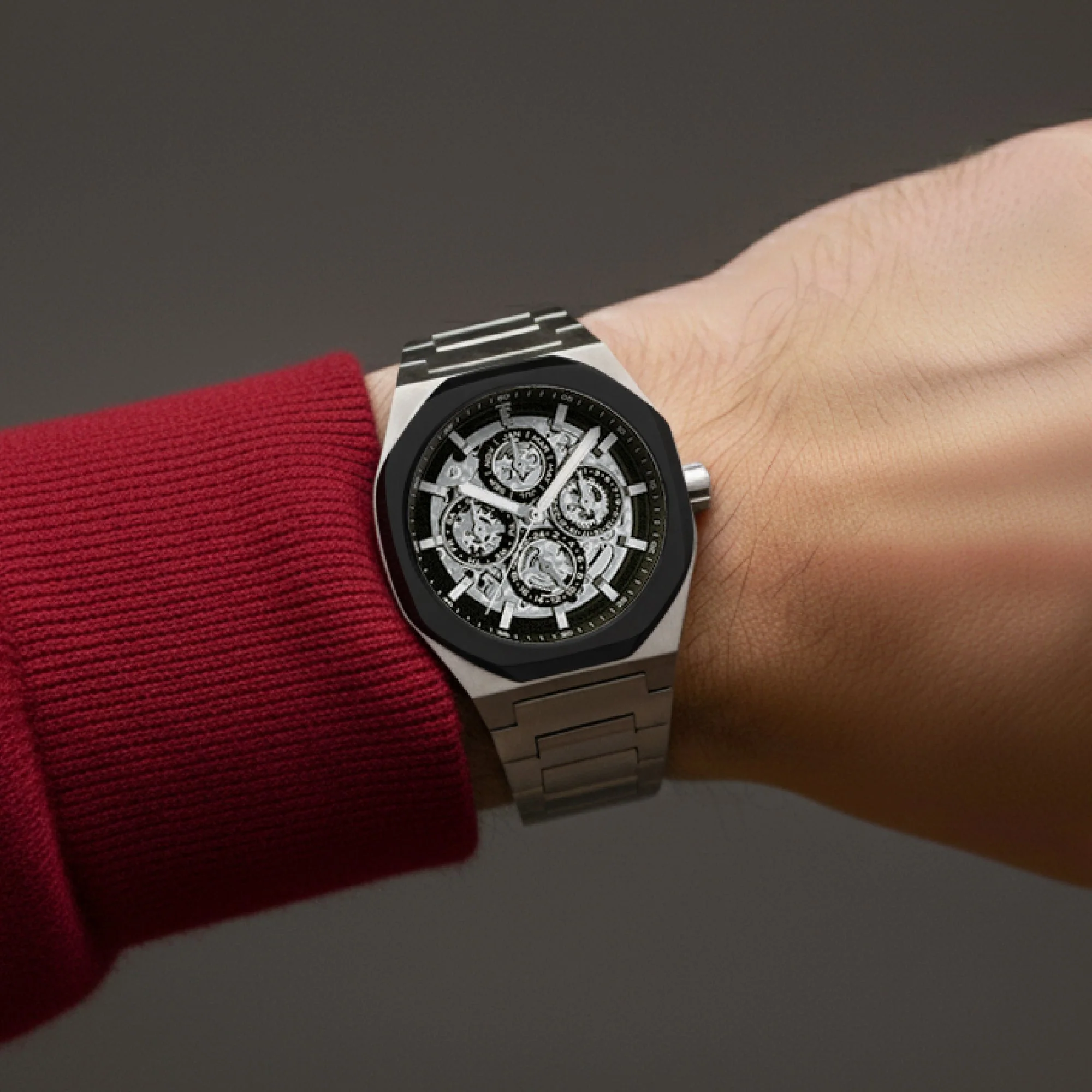 Discovery Drake Triple Calendar Skeleton Automatic Black & Silver / Stainless Steel | Black Dial - Image 2