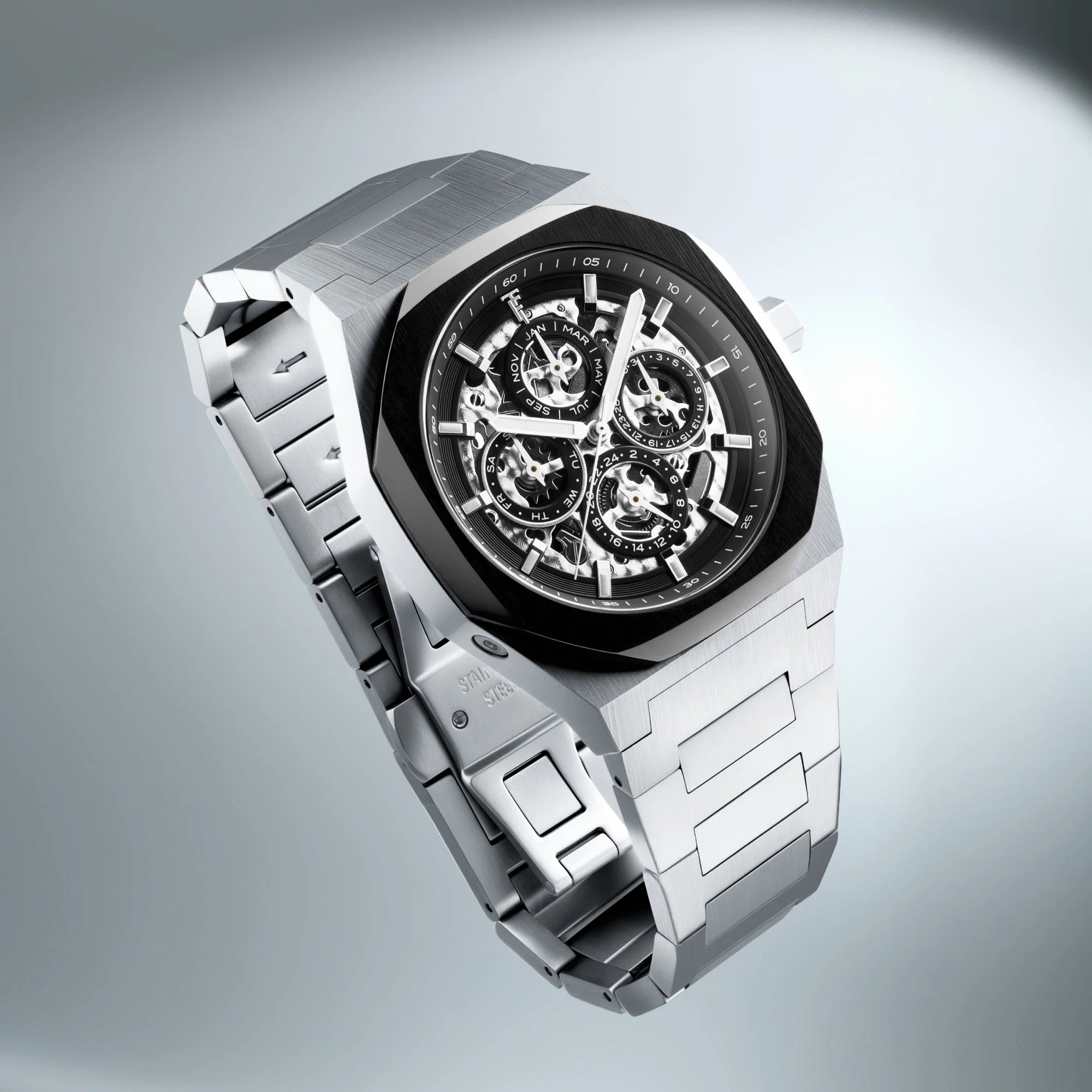 Discovery Drake Triple Calendar Skeleton Automatic Black & Silver / Stainless Steel | Black Dial - Image 3