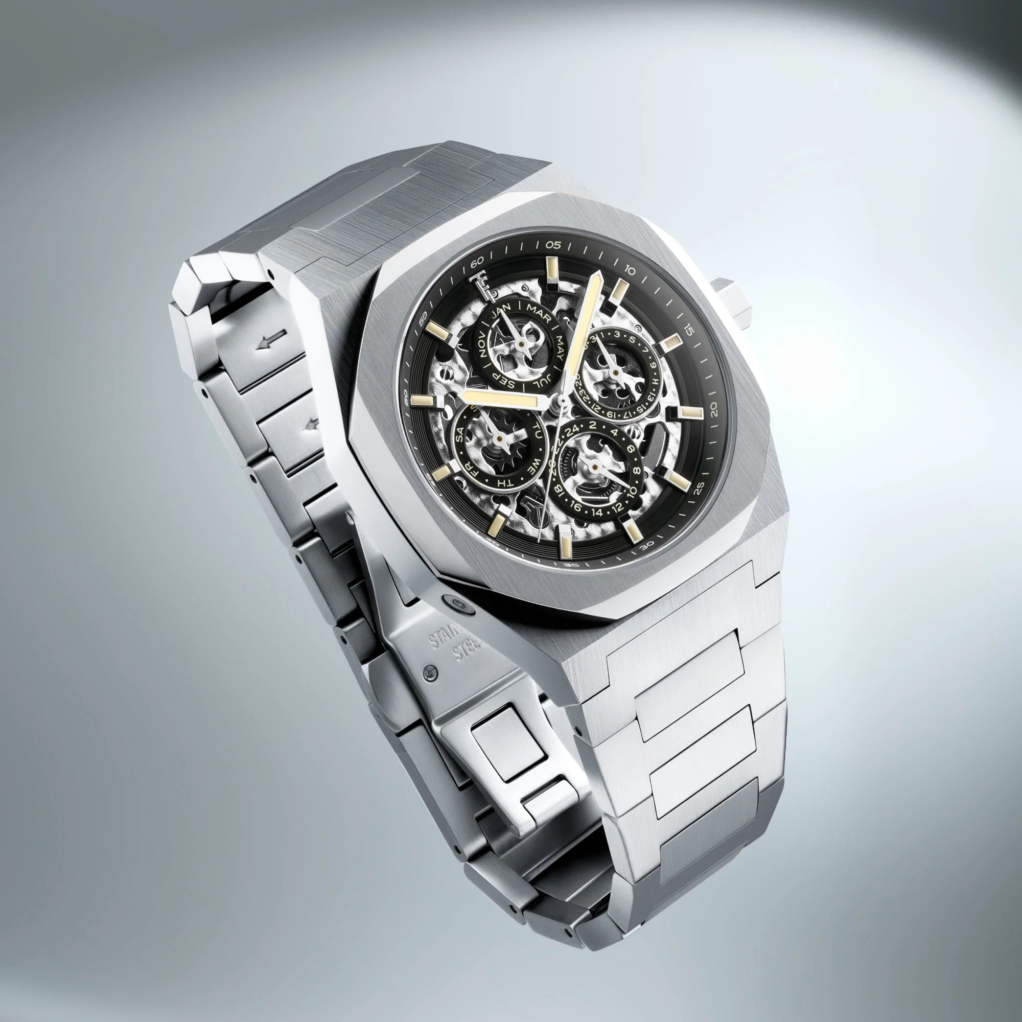 Discovery Drake Triple Calendar Skeleton Automatic Black / Stainless Steel | Black Dial - Image 3