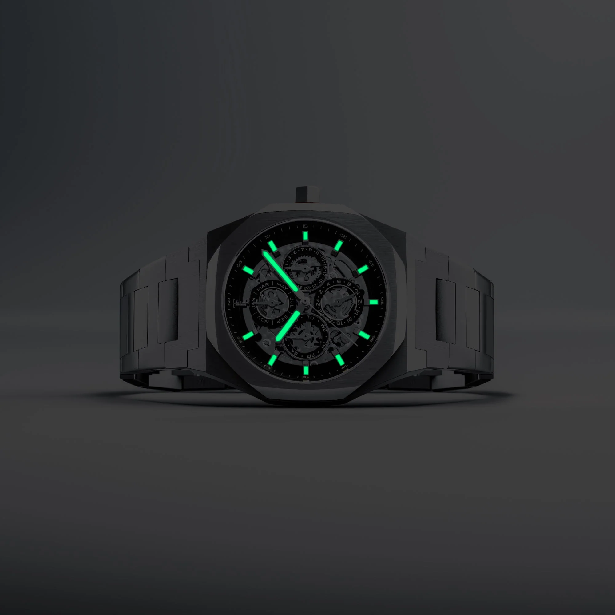 Discovery Drake Triple Calendar Skeleton Automatic Black / Stainless Steel | Black Dial - Image 4