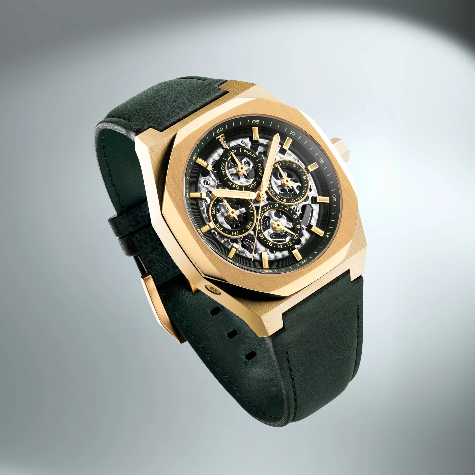 Discovery Drake Triple Calendar Skeleton Automatic Green / Genuine Leather | Green Dial - Image 3