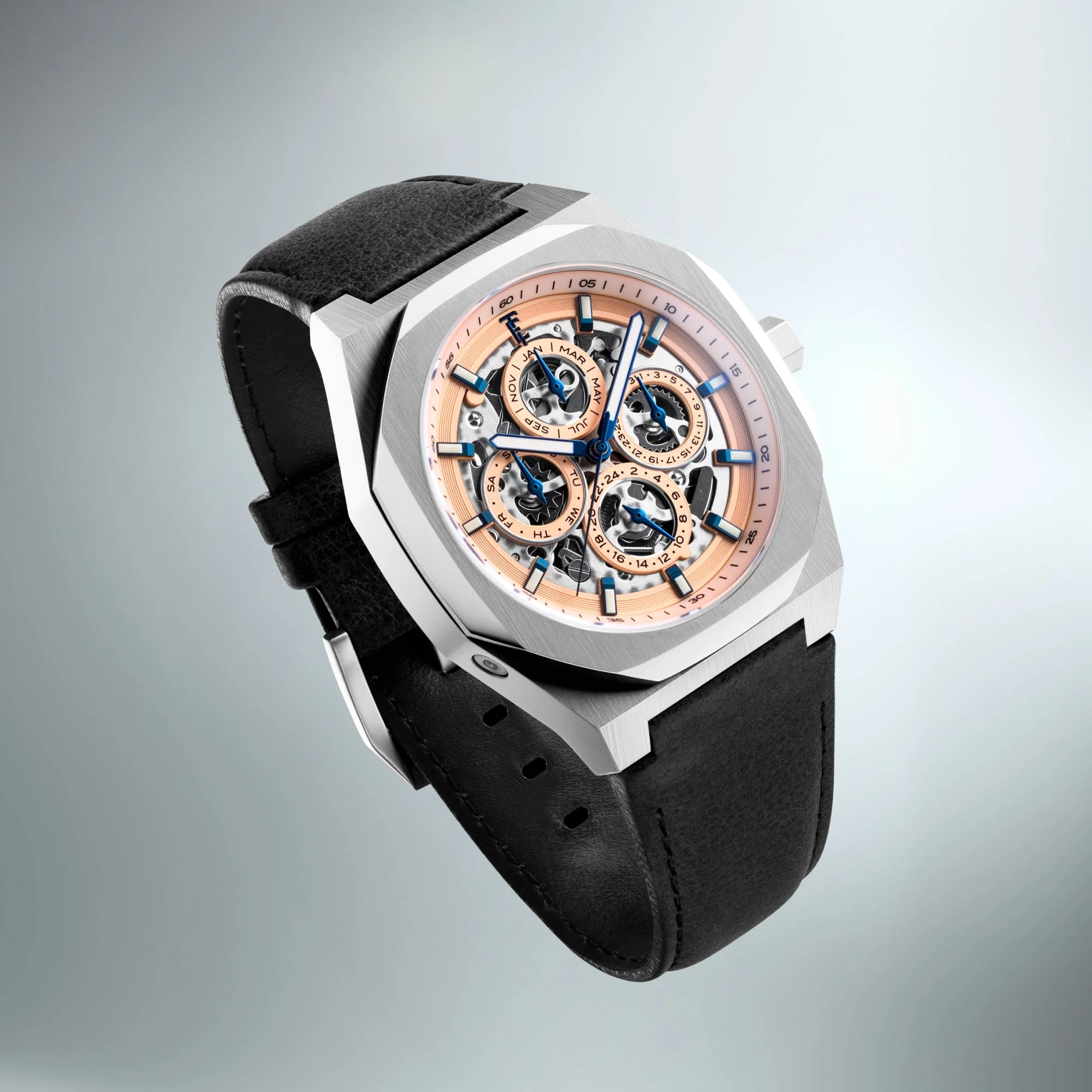 Discovery Drake Triple Calendar Skeleton Automatic Pink / Genuine Leather | Pink Dial - Image 3